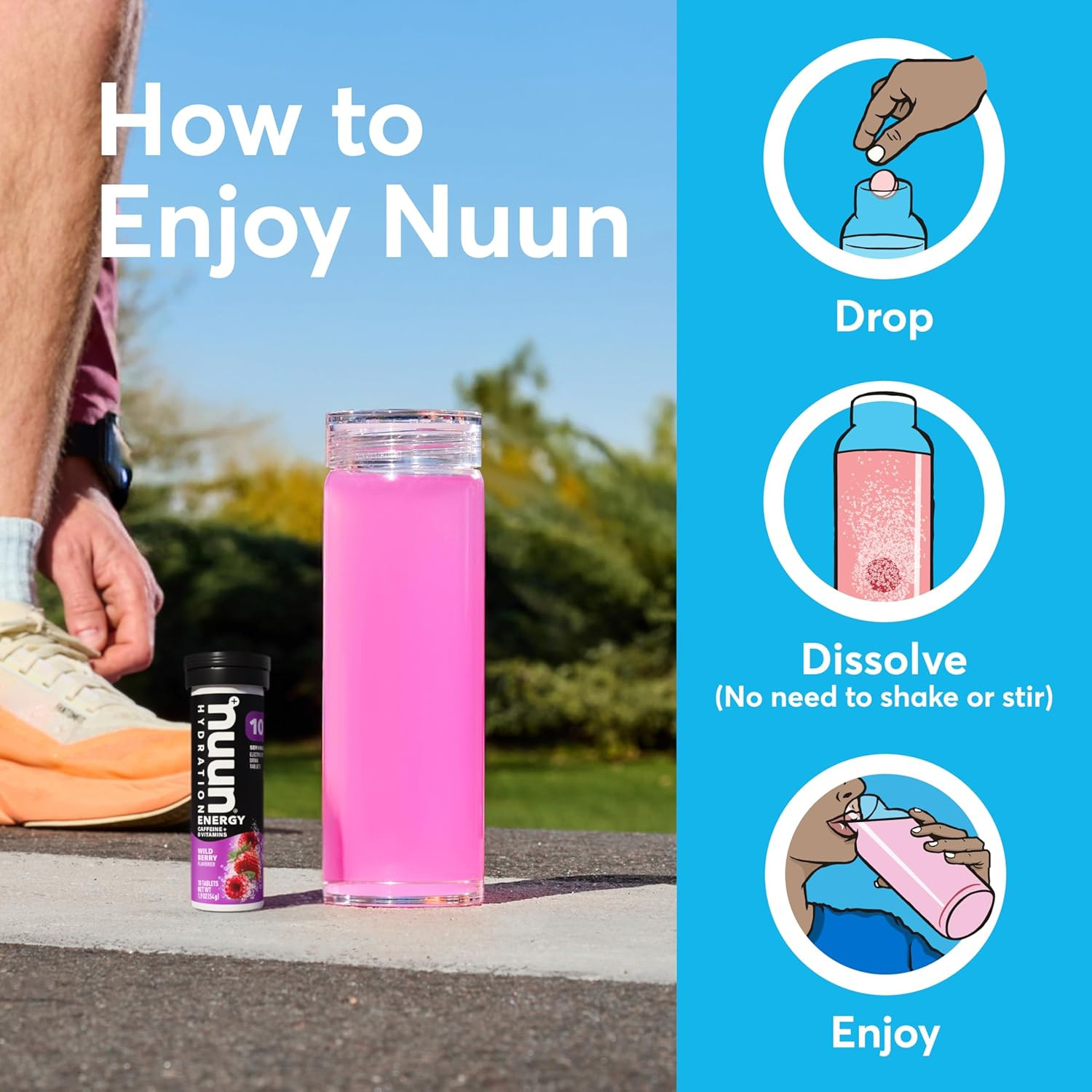Nuun Energy Electrolyte Tablets Caffeine B Vitamins Fresh Lime, 80ct