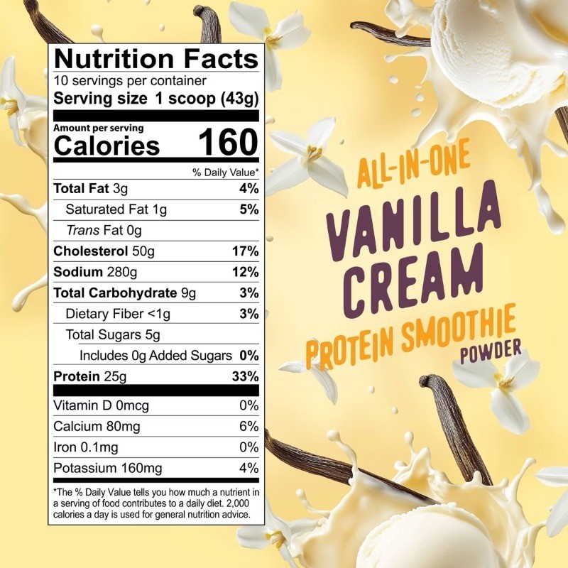 Protein Powder – Vanilla – 10 Serv (430g): High Protein, Gluten-Free