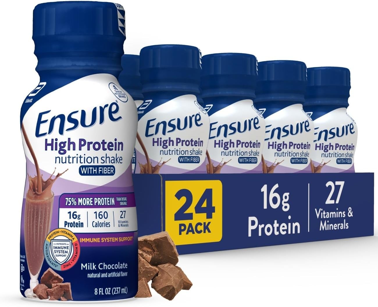 Chocolate High Protein Bottled Milk Nutrition Shake with Fiber, Ready to