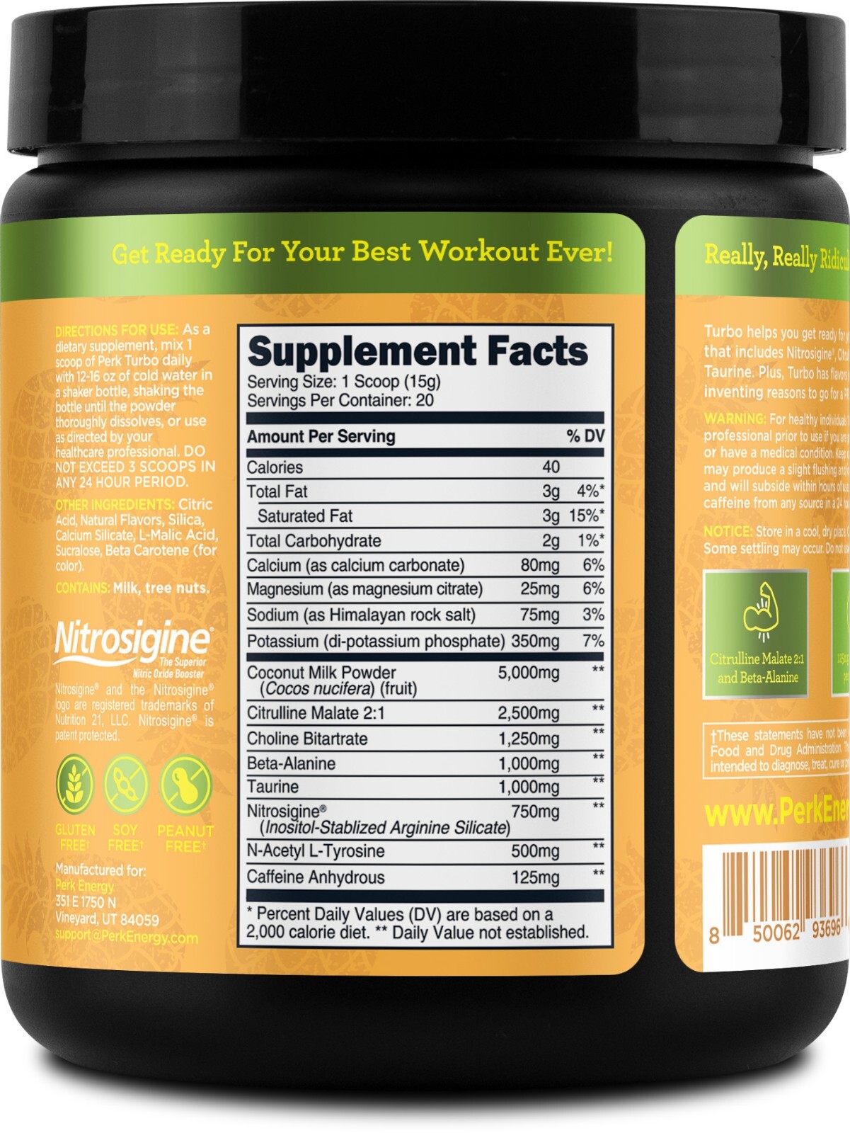 Perk Turbo Pre-Workout Pineapple Flavored (20 Servings)