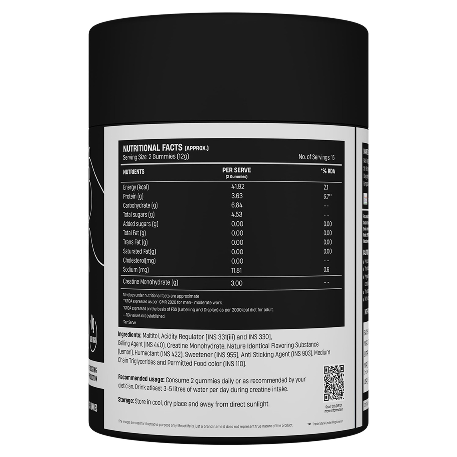 Beast Life Creatine Gummies 30 Count | Lemon | 3g Per Serving
