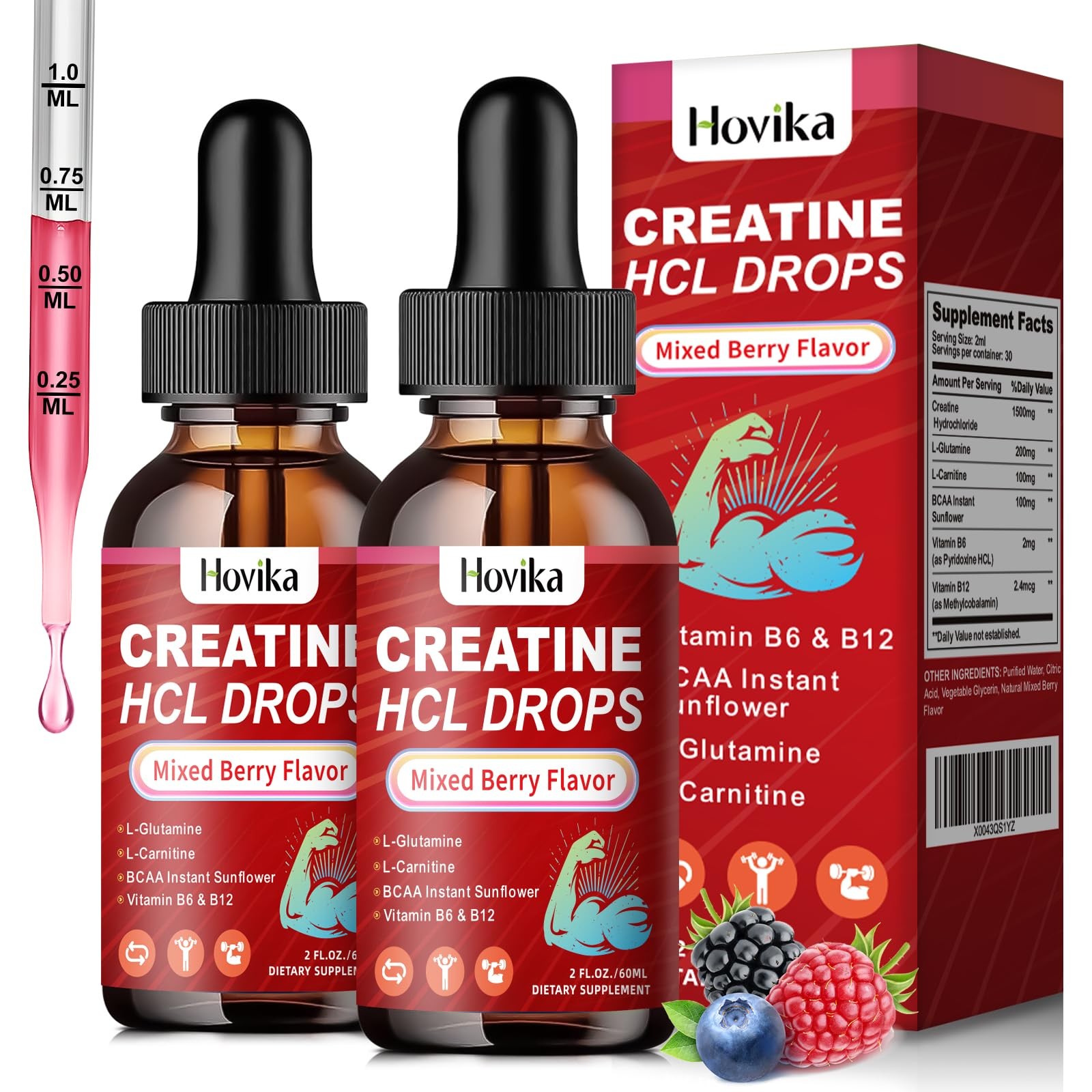 Creatine HCL Liquid Drops for Men & Women Creatine Hydrochloride with L-Carni…