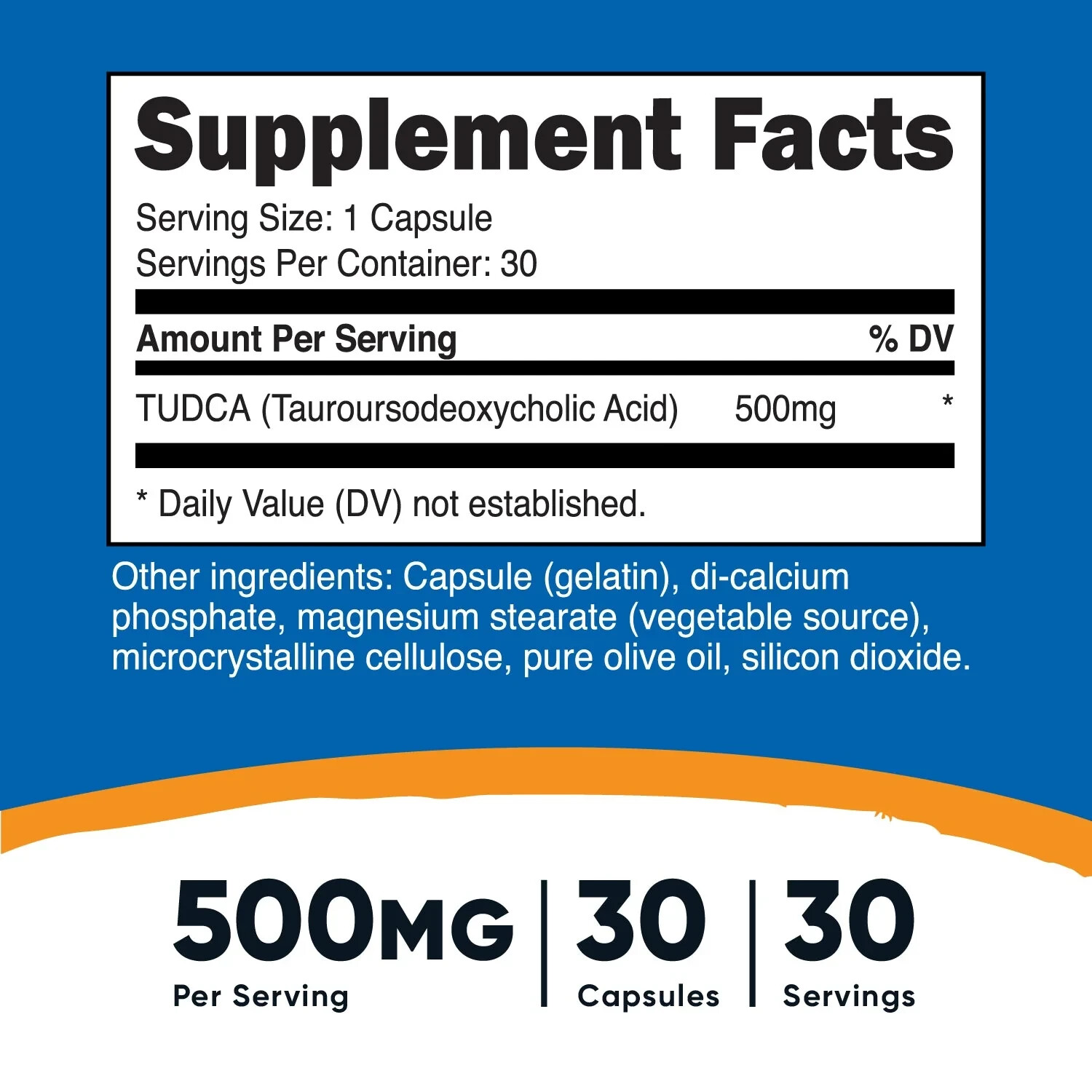 NUTRICOST Tudca 500mg, 30Caps (Tauroursodeoxycholic Acid) – GF – EXP 05/2027