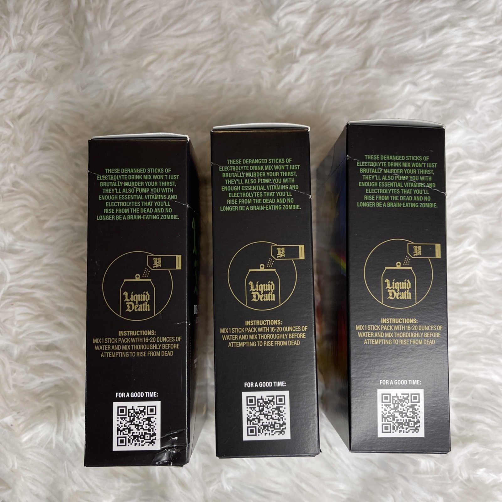 3 Boxes Of Liquid Death Electrolyte Drink Mix Death Dust Lime (18) .42 Oz Packs