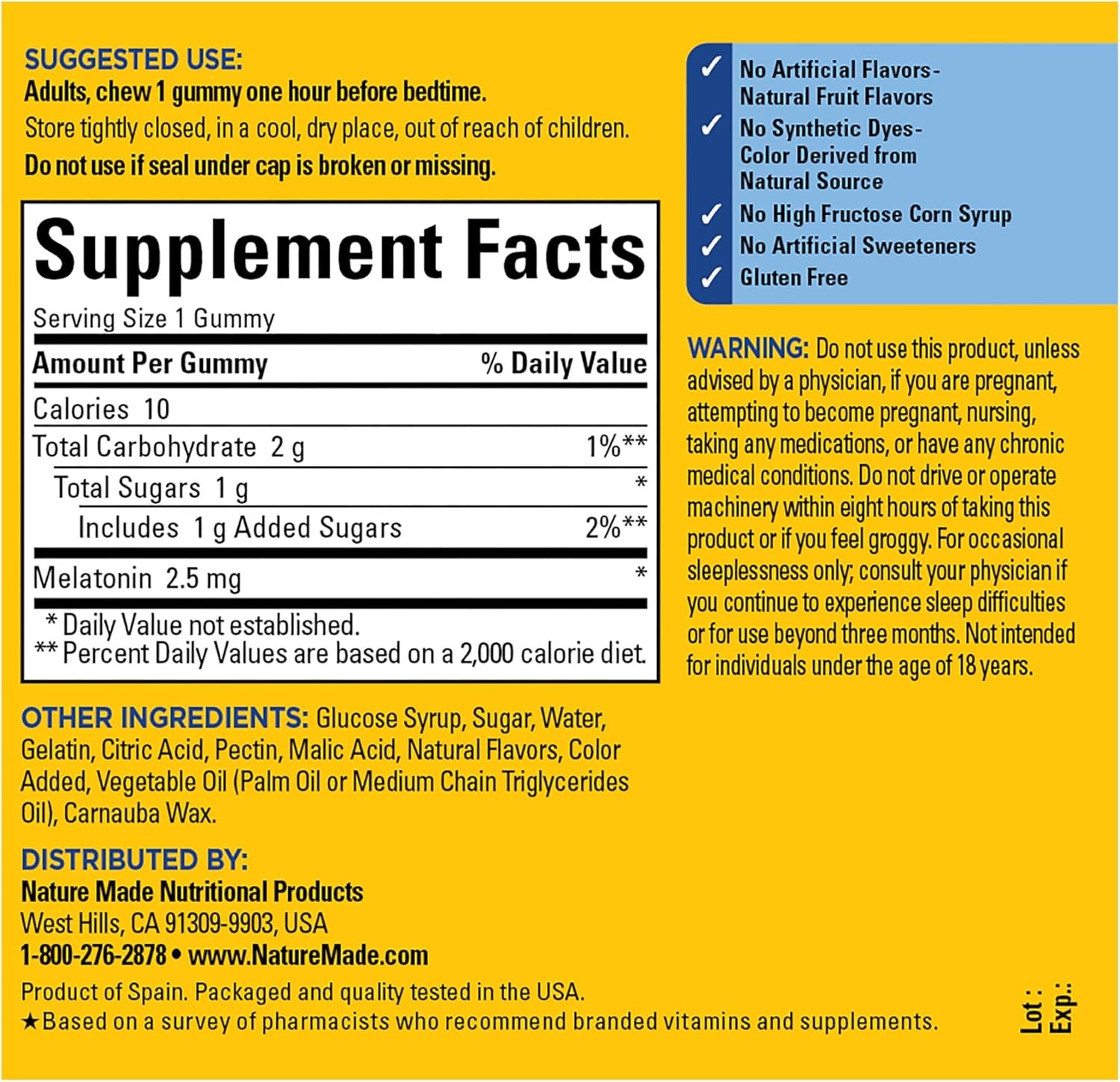 Nature Made Melatonin Gummies 2.5 mg, 80 Gummies