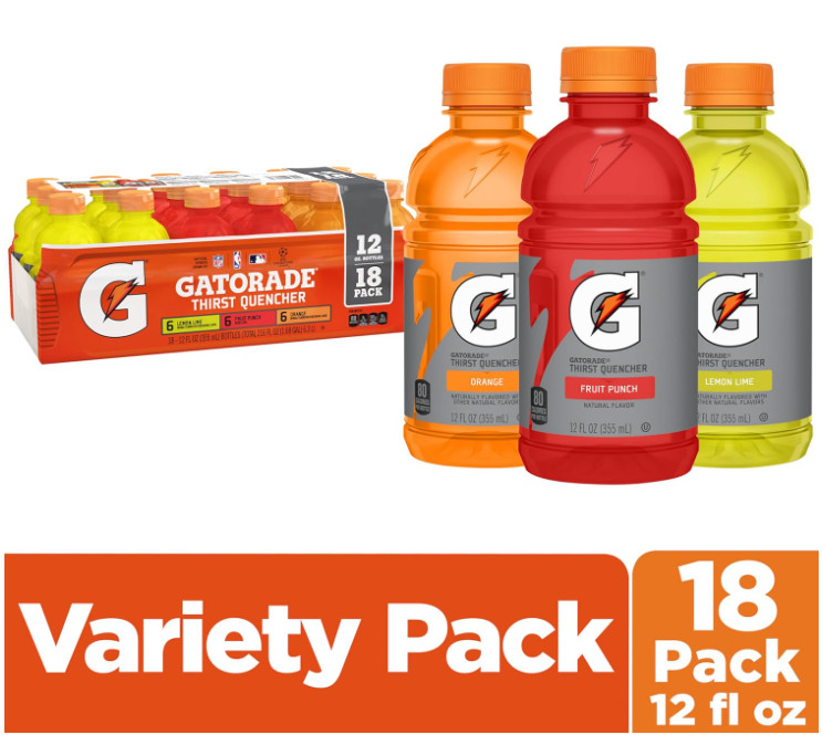 Gatorade Thirst Quencher Sports Drink, Variety Pack, 12 Fl Oz (Pack of 18)