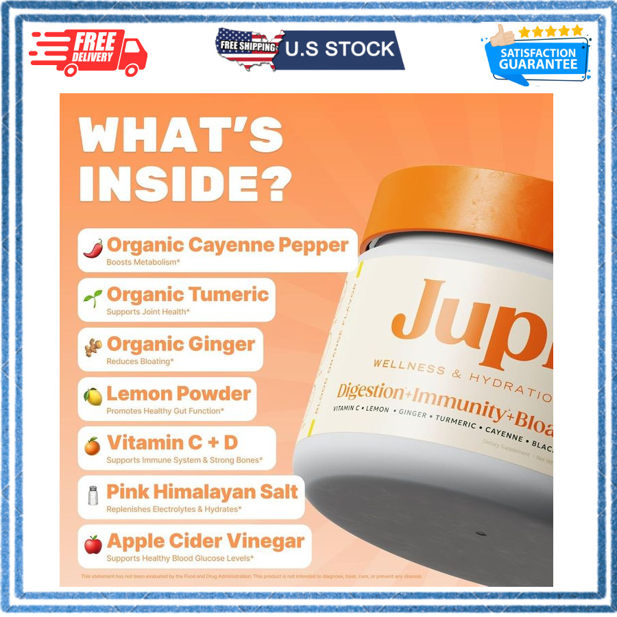 Jupi Hydration Powder Turmeric & Ginger, Vitamin C, Citrus, 30 Servings