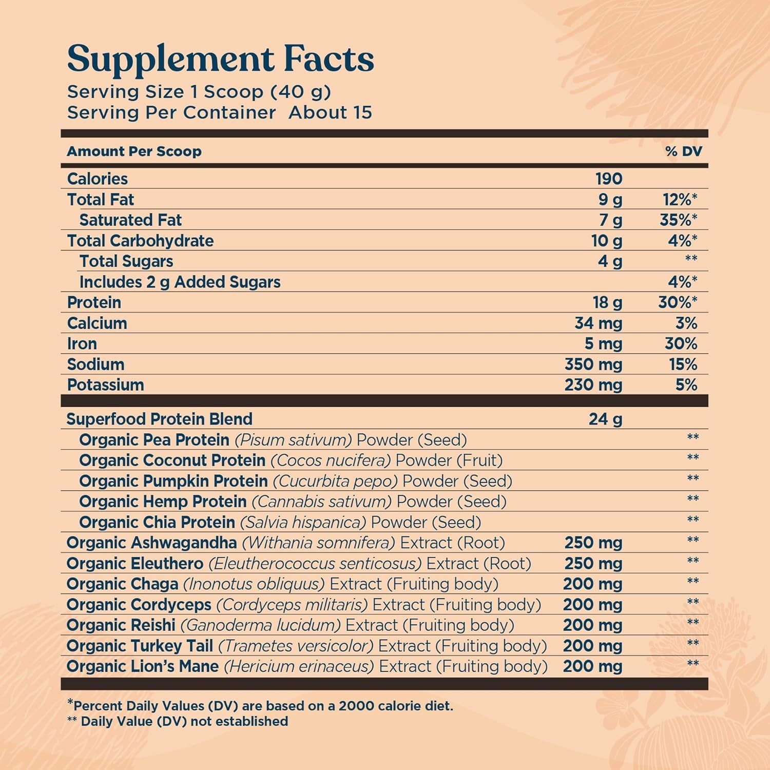 Vegan Protein Powder with Adaptogens 15 Servings 18g Plant Based Protein