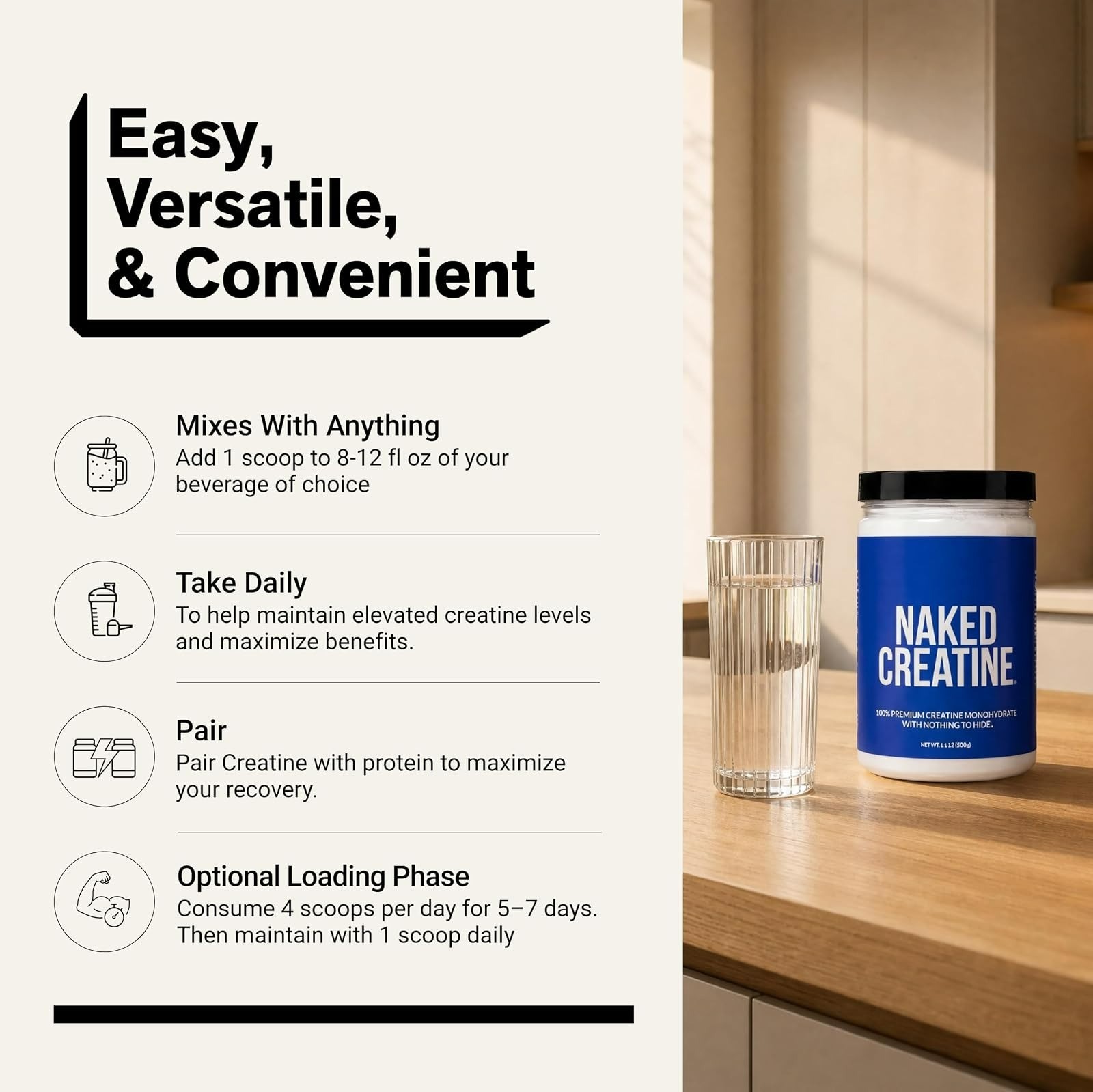 NAKED Pure Micronized Creatine Monohydrate Powder 500g – NSF Certified