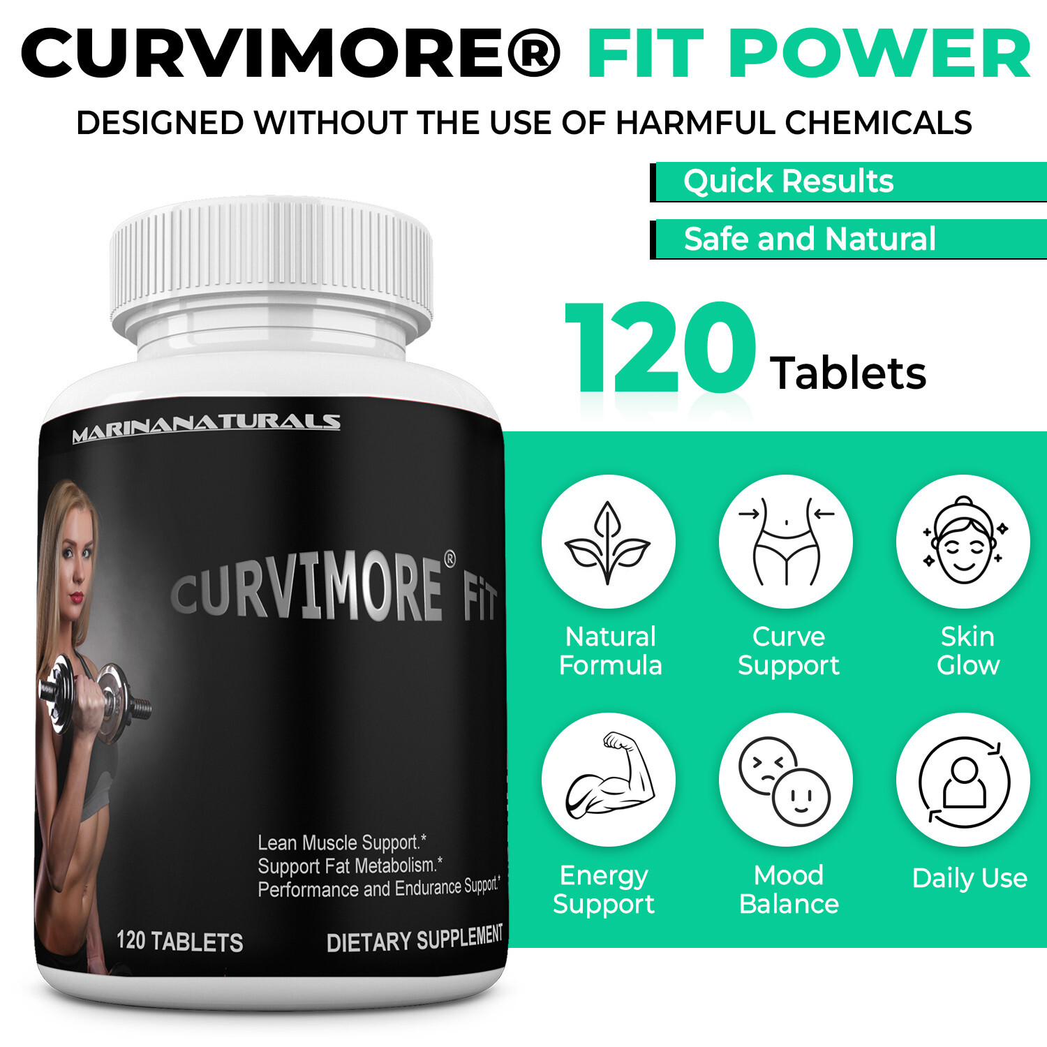 CURVIMORE® FiT Women Gym Supplement. Get Voluptuous, Muscled & Curvy Body Gains