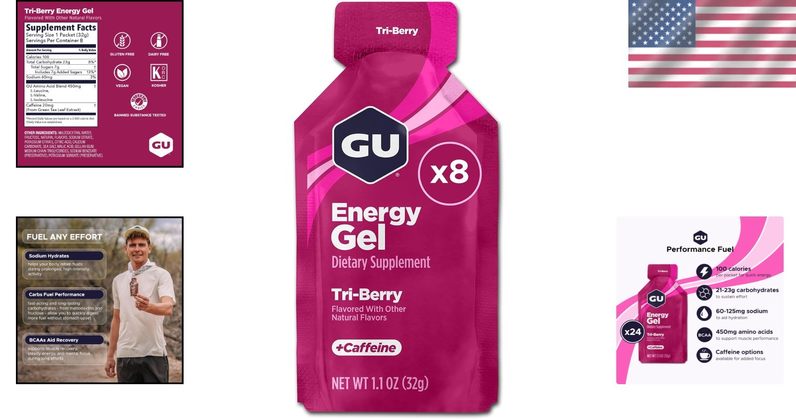 Sports Nutrition Energy Gel Trio – , 8 Pack, Perfect for Workouts