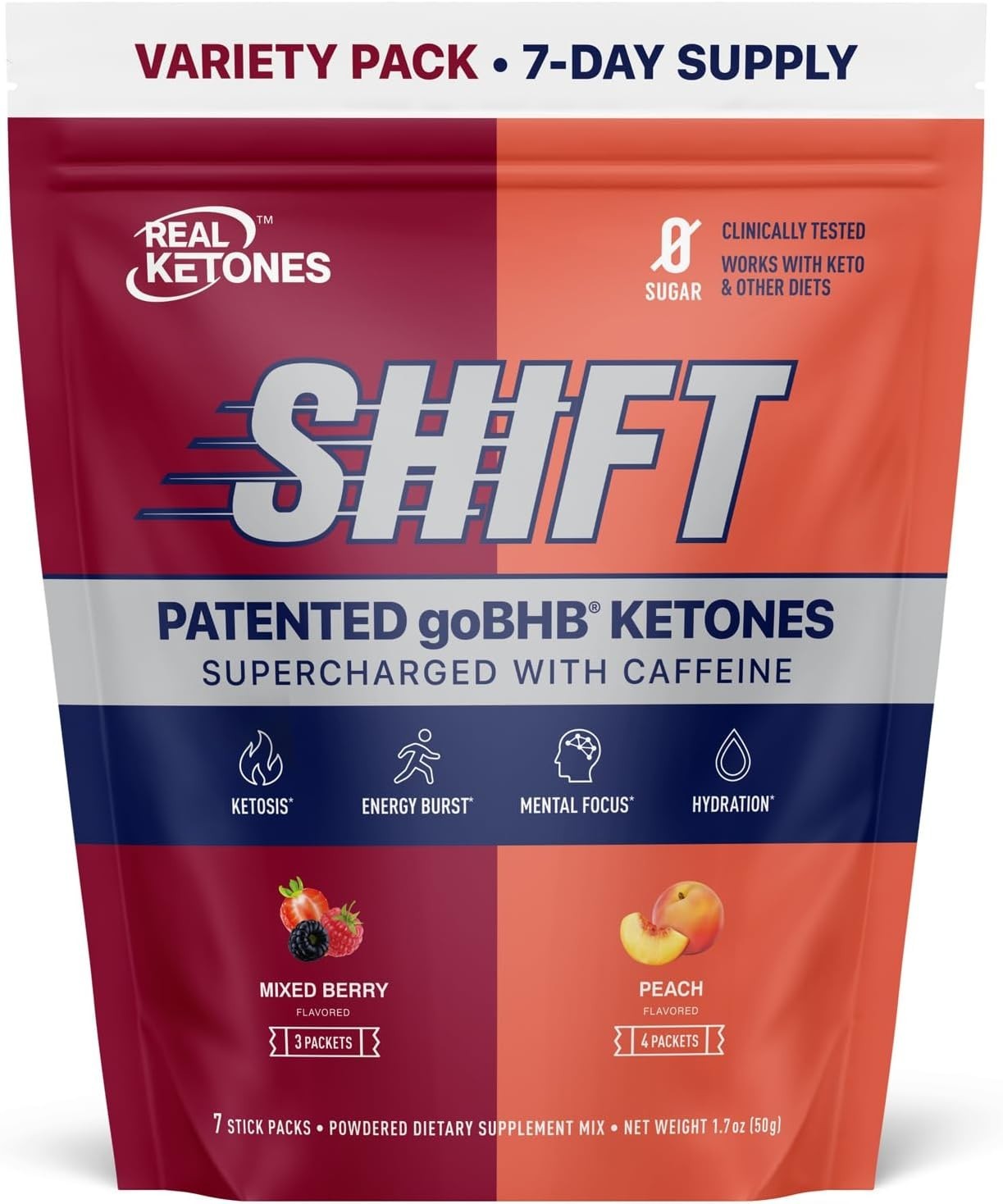 7ct 1oz Berry Peach BHB Exogenous Ketones Drink Keto Electrolytes Powder