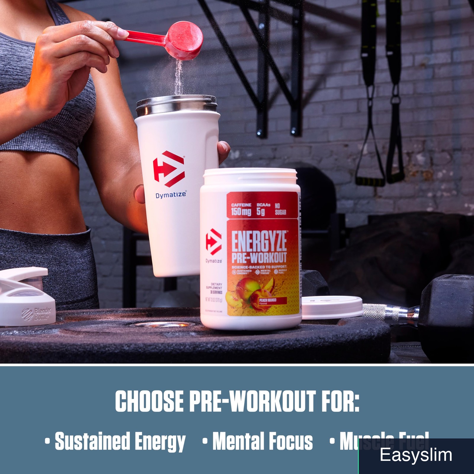Pre-Workout Powder 150mg Caffeine 5g BCAAs Peach Mango No Sugar 30 Servings