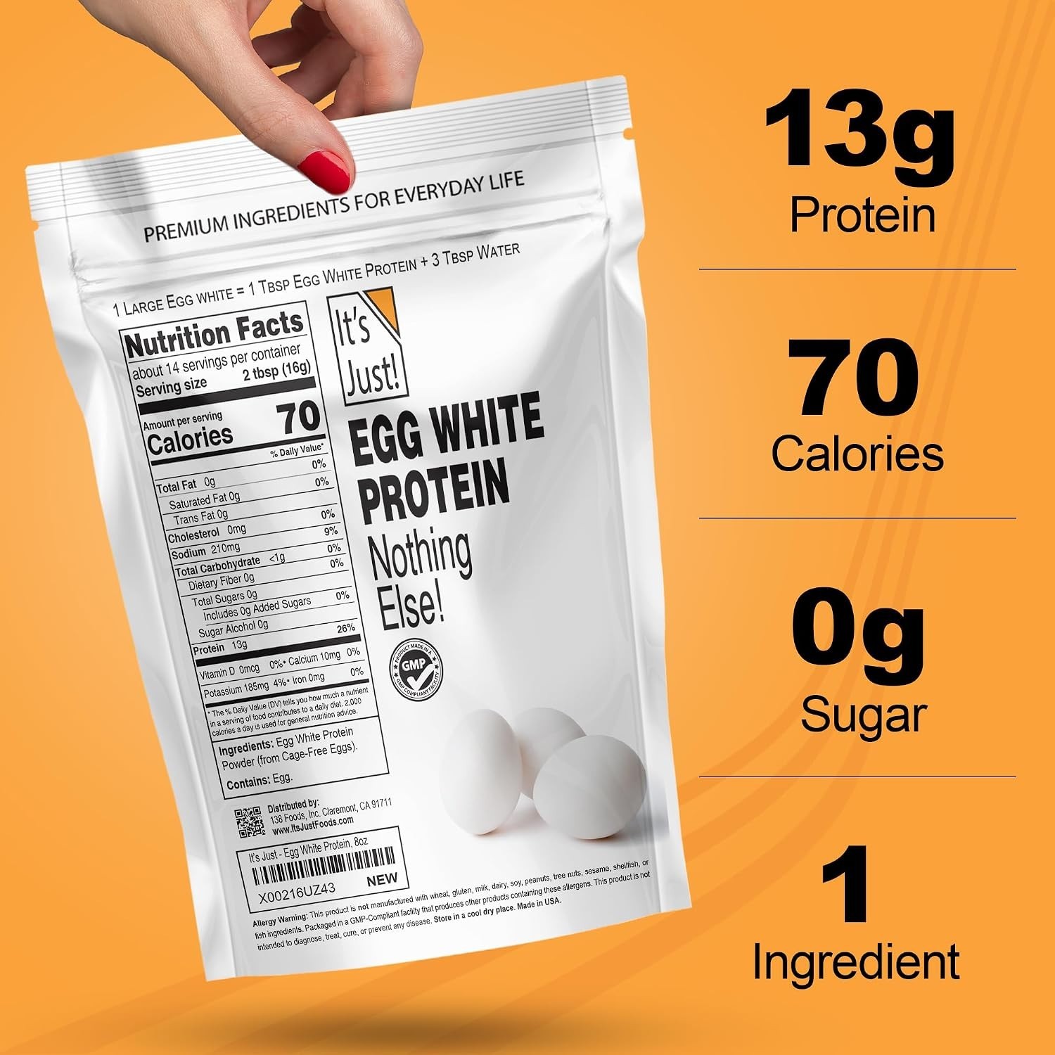 It’s Just! – Egg White Protein Powder, Made in USA from Cage-Free Eggs, Dried Eg