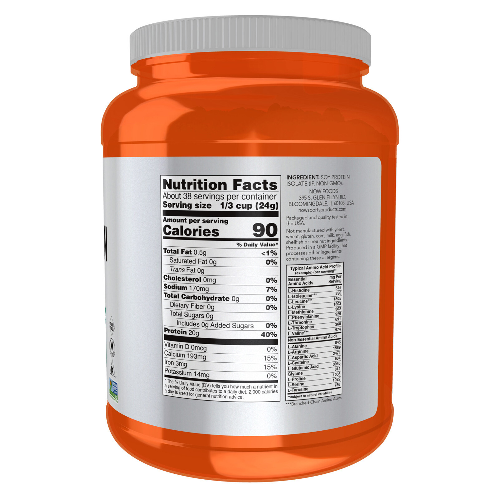 NOW FOODS Soy Protein Isolate Unflavored Powder 2 lbs.