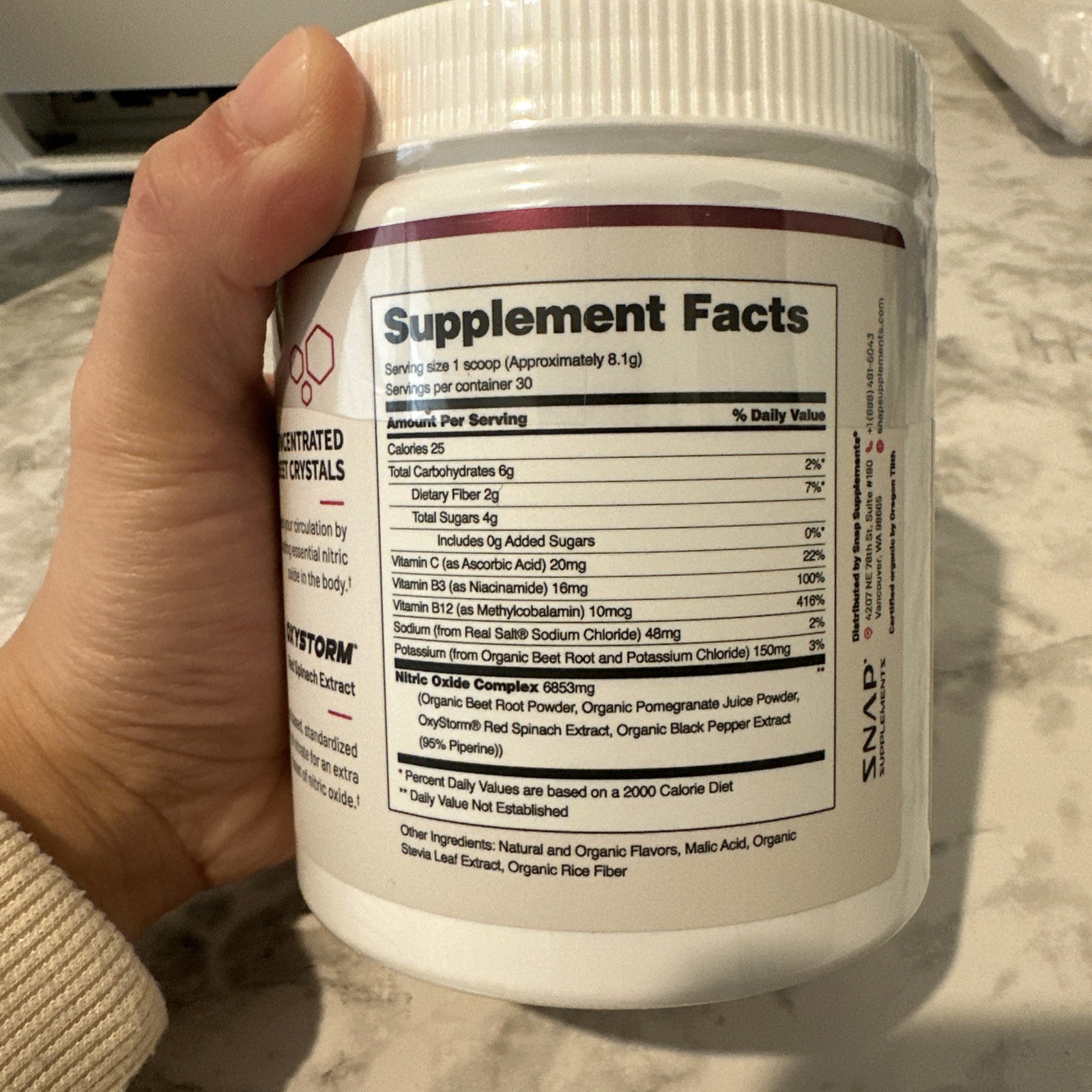 Snap Nitric Oxide 3 in 1 Circulation Superfood Mixed Berry 8.8 Ox
