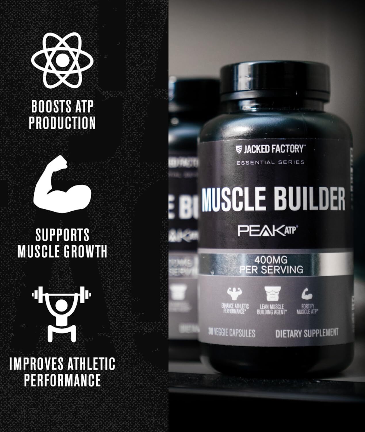Essentials Muscle Builder – ATP Muscle Builder for Men with Peak ATP to Support