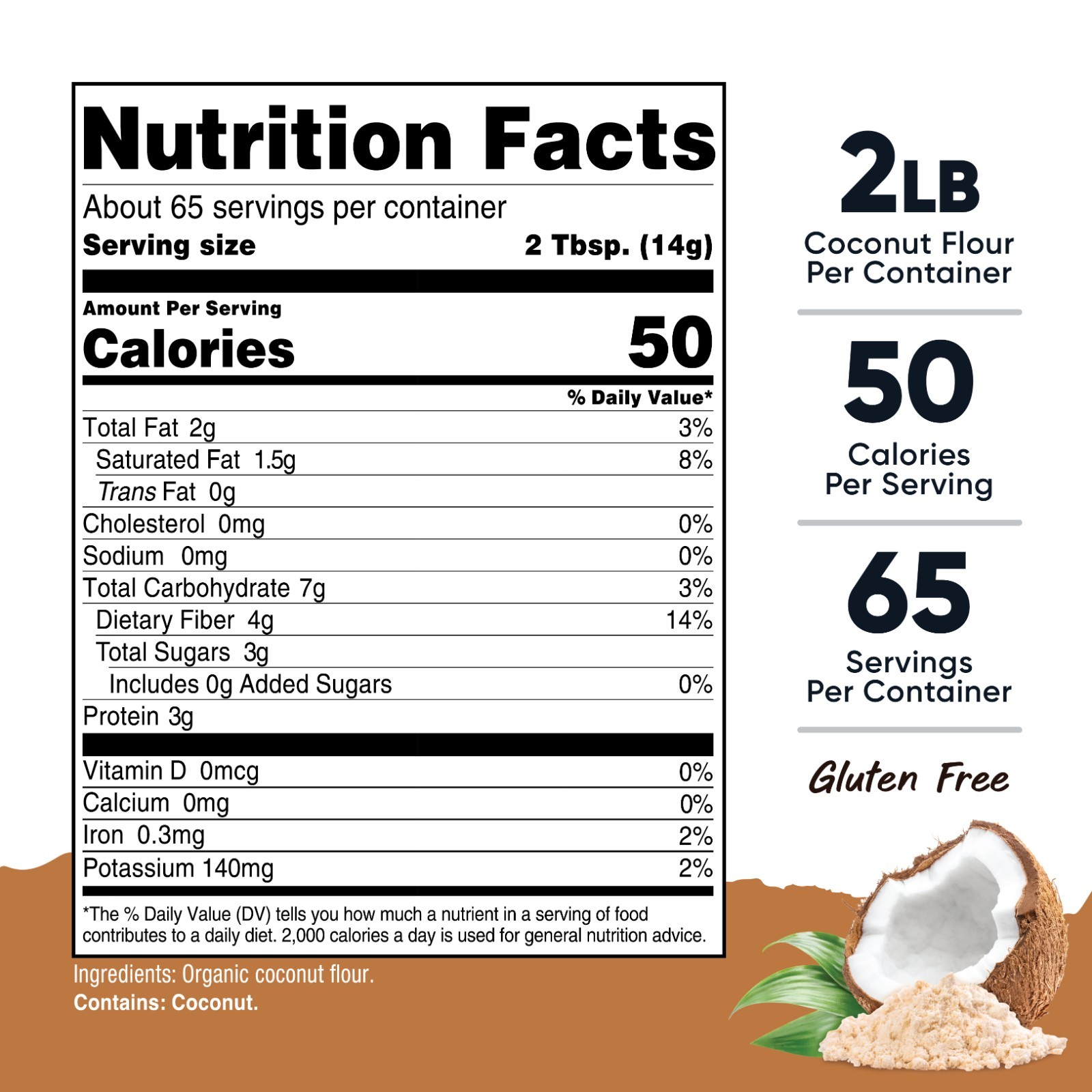 Nutricost Pantry Organic Coconut Flour (2 LB) – Gluten-Free, GMO-Free