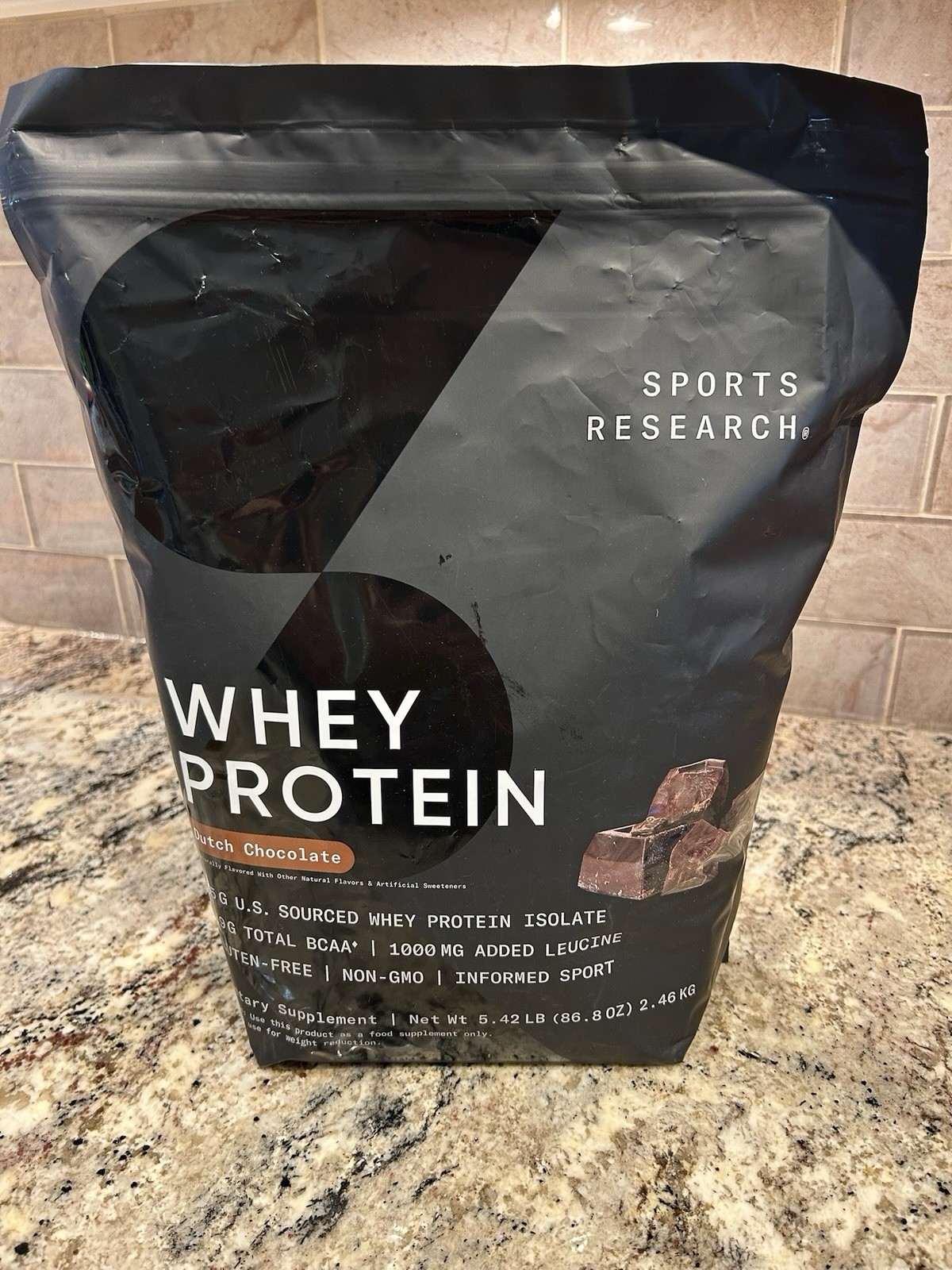 Sports Research Whey Protein Isolate Dutch Chocolate 5.42 lb Non-GMO Gluten-Free
