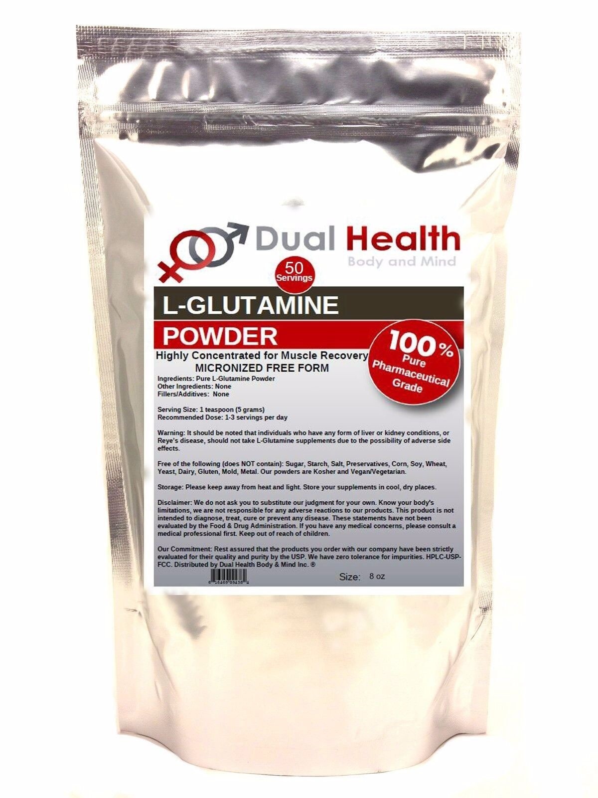 L-GLUTAMINE (8 oz) Powder Free Form Kosher Kosher Energy Bodybuilding Recovery