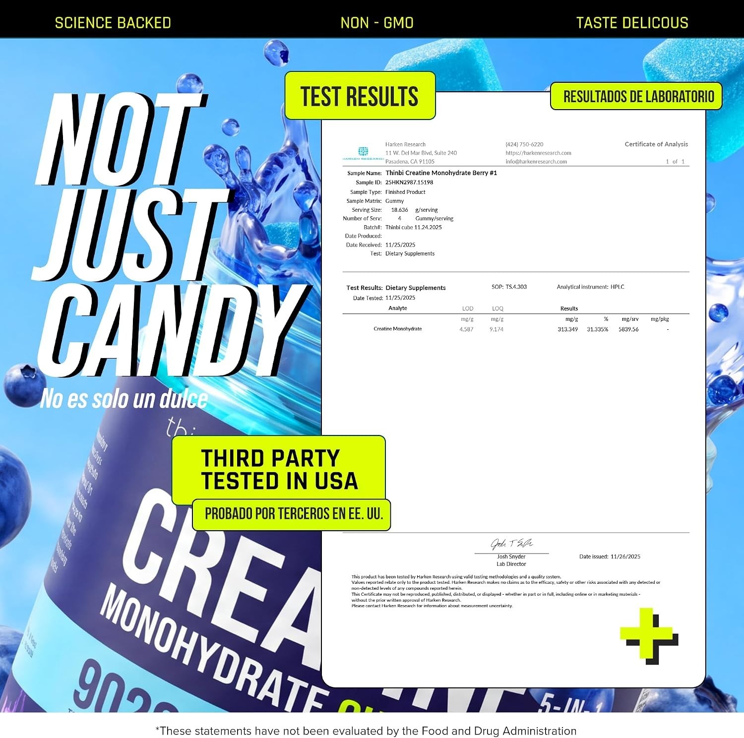 Blueberry Creatine Gummies 5 in 1 Formula for Muscle Recovery Strength Endurance