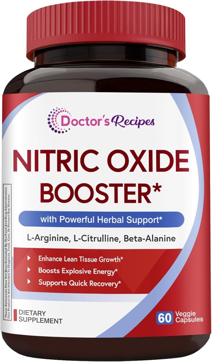 Natural Nitric Oxide Booster Capsules – 1380mg L-Arginine, Ginseng & Beet Root