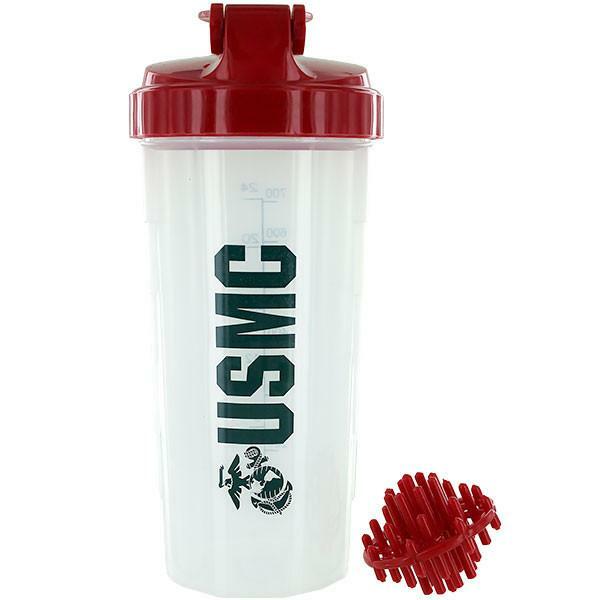 USMC Protein Shaker Blender Bottle – Marine Corps Workout Powder Mixer – 24 oz.