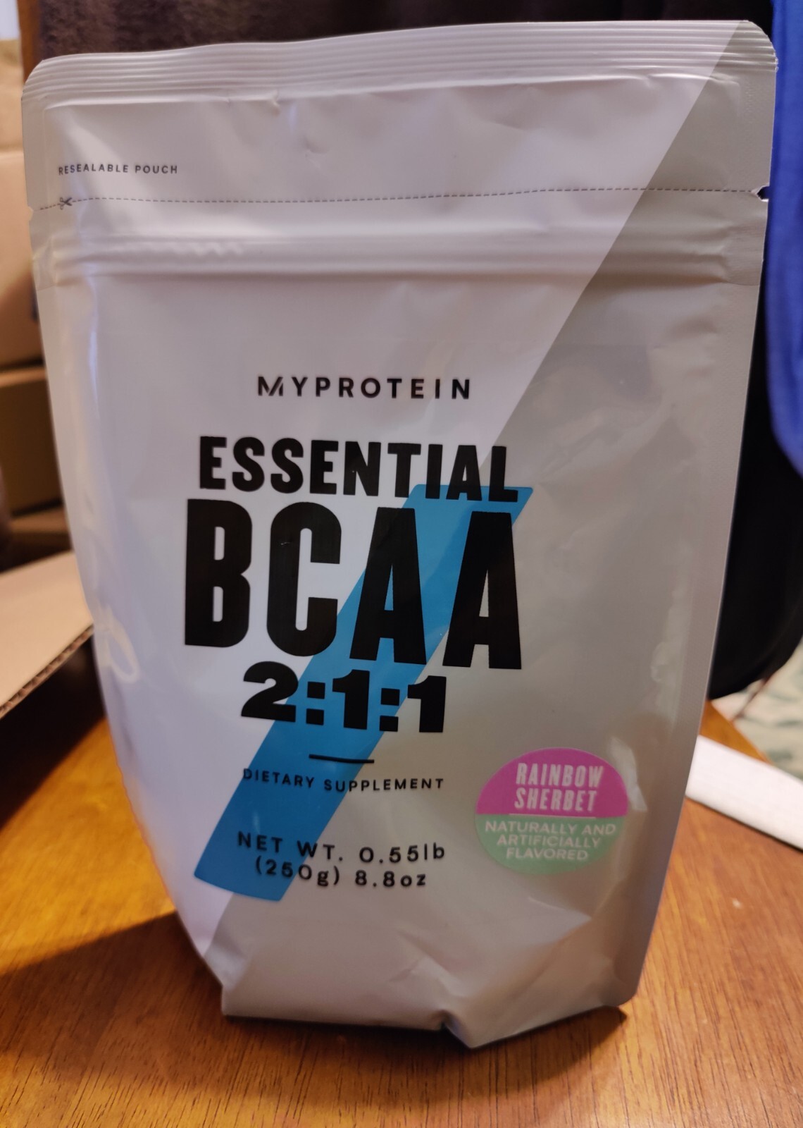 Essential BCAA 2:1:1 Powder, 250g, MyProtein. Rainbow Sherbert Flavor! .55 lbs