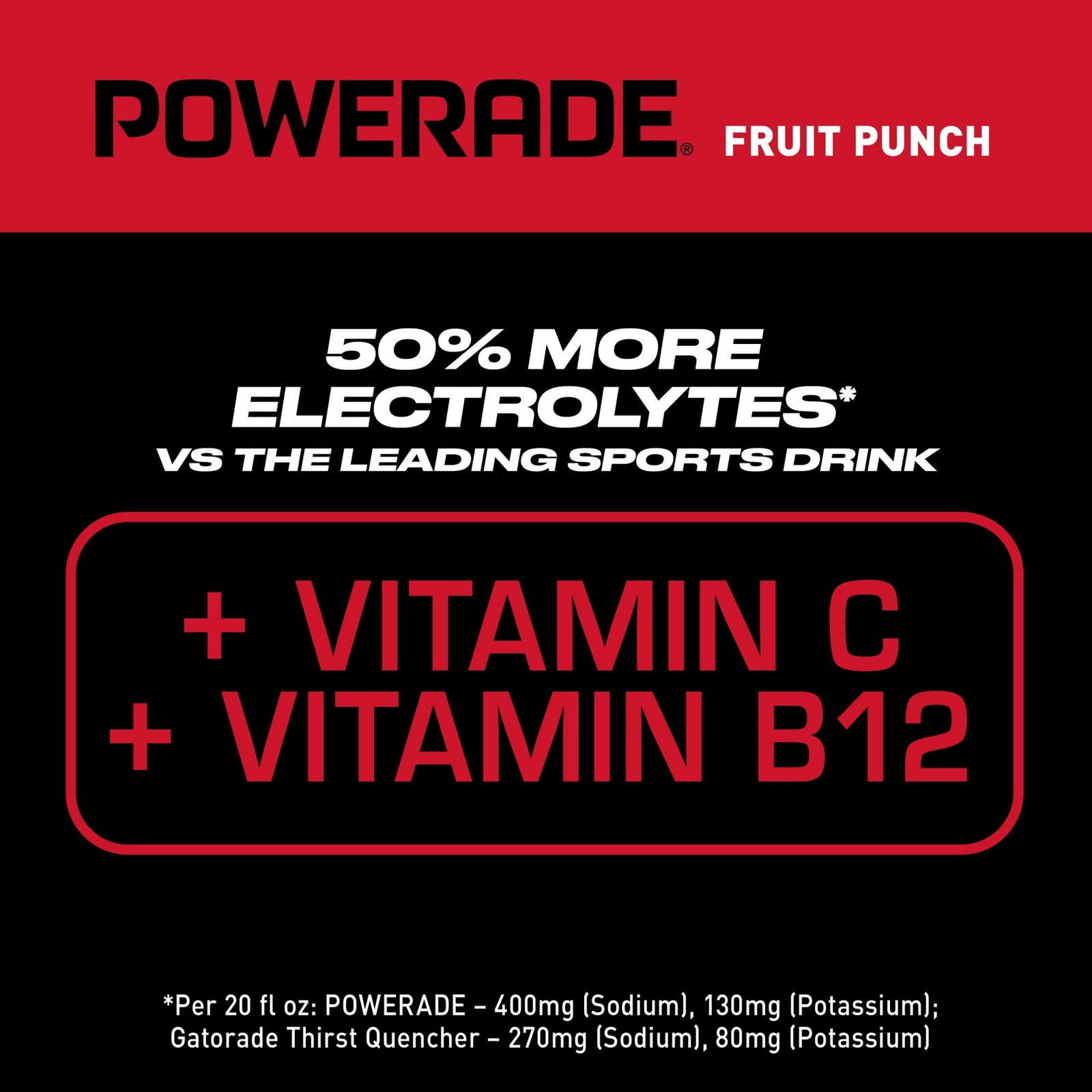 POWERADE Fruit Punch Electrolyte Sports Drink Bottles, 20 fl oz, 8 Pack
