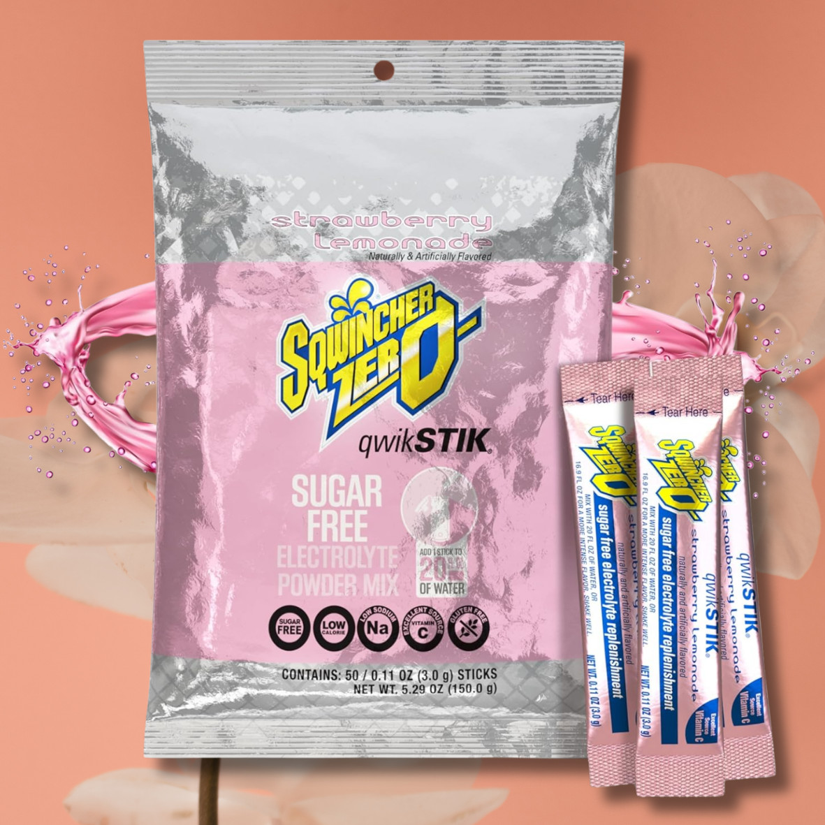Zero Qwik Stik Strawberry Lemonade Electrolyte Hydration Mix [50pk]