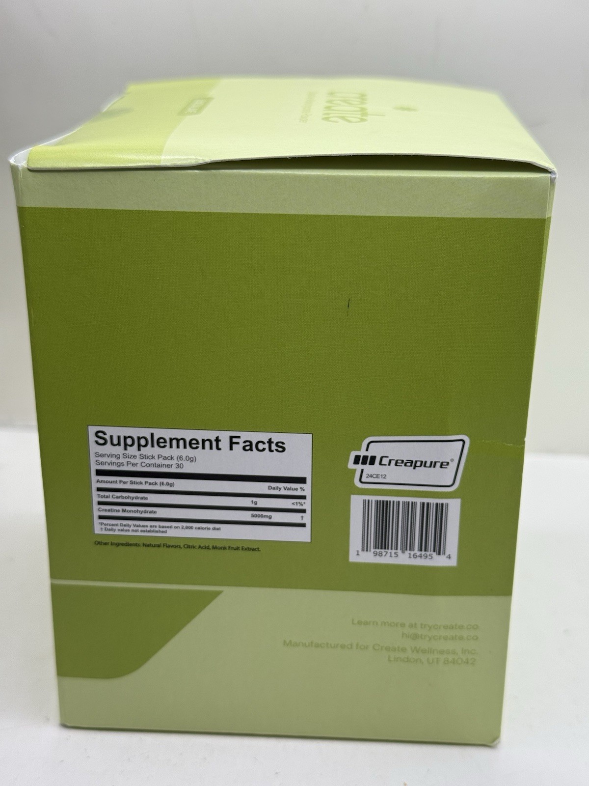 Create Creatine Monohydrate Powder Lemon Lime Dietary Supplement 30 sticks – New