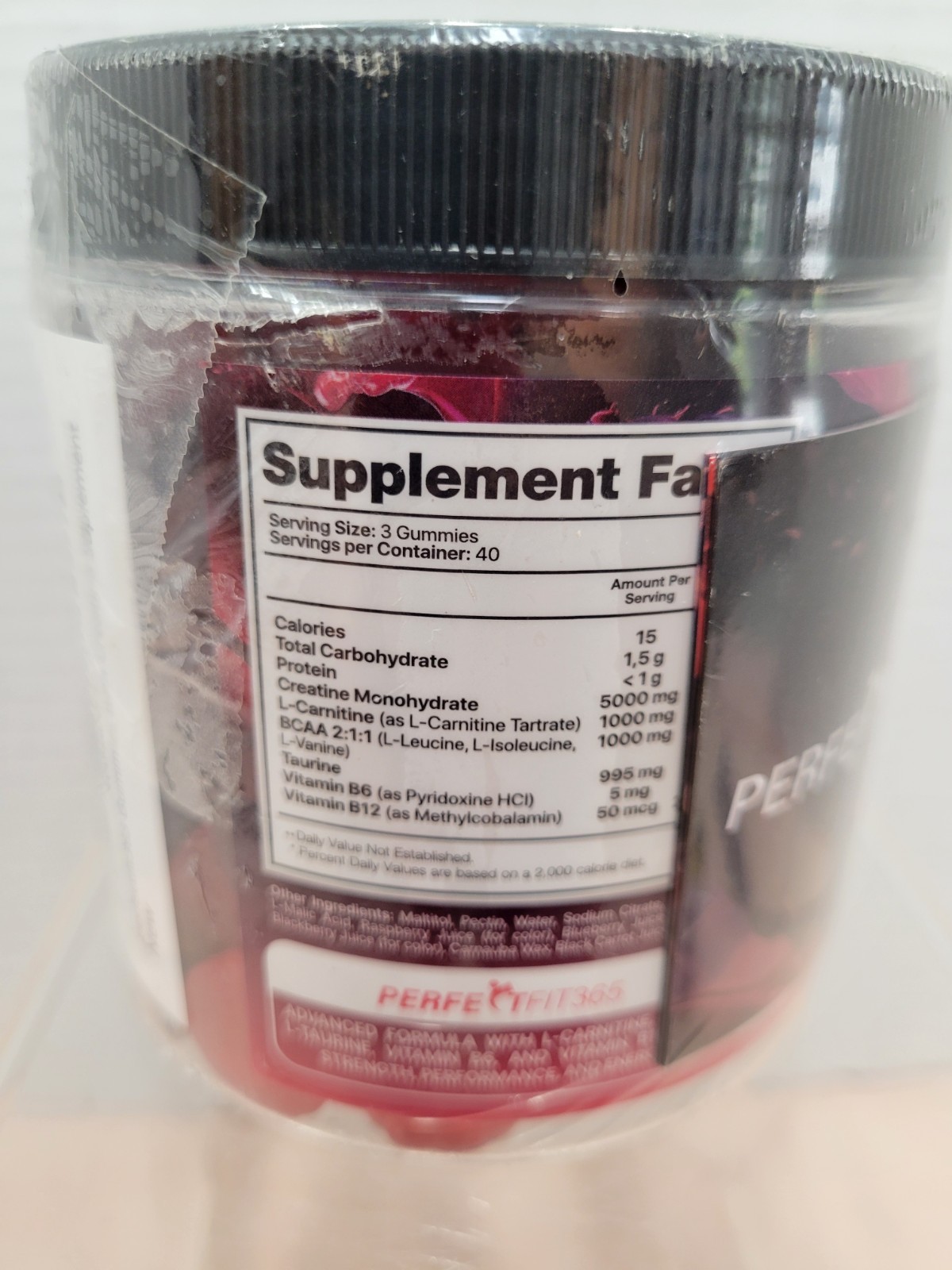 PERFECTFIT365 Creatine Monohydrate Gummies 120ct Sugar-Free Vegan Berry 8000mg
