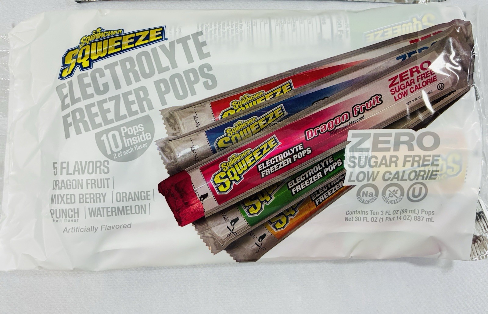 5 Packs (50 pops) Sqwincher Squeeze Electrolyte Freezer Pops Zero Sugar