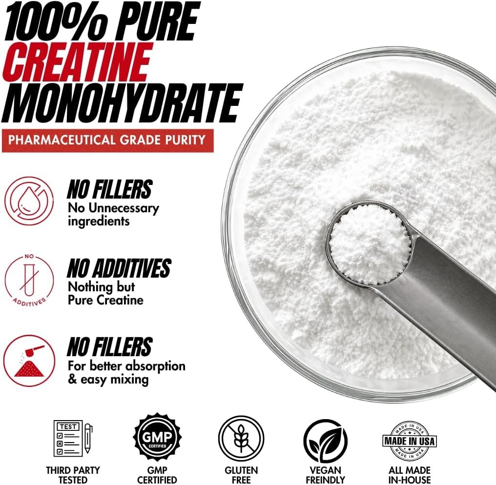 Creatine Monohydrate 100g Powder Unflavored 20 Servings GMP