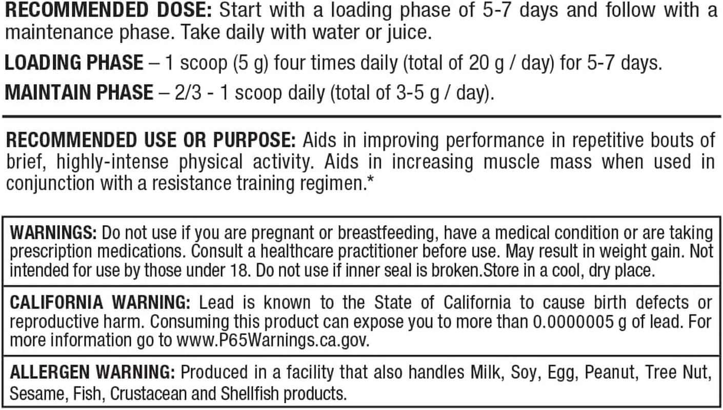 Nutrition Creatine Monohydrate – Improves Performance & Training Intensity – …