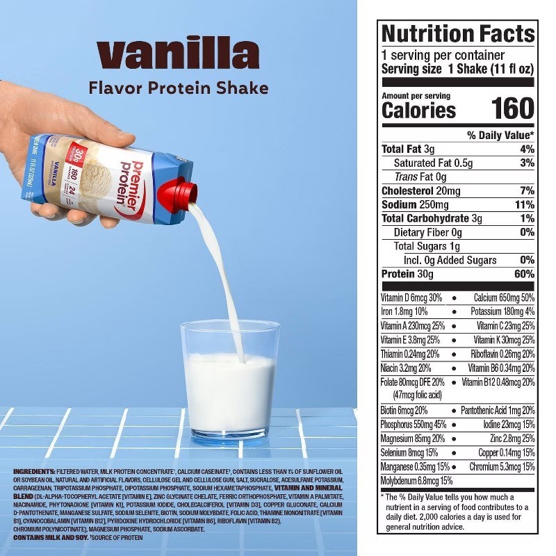 Premier Protein Vanilla Non-Caffeinated Whey Protein Nutritional Shake