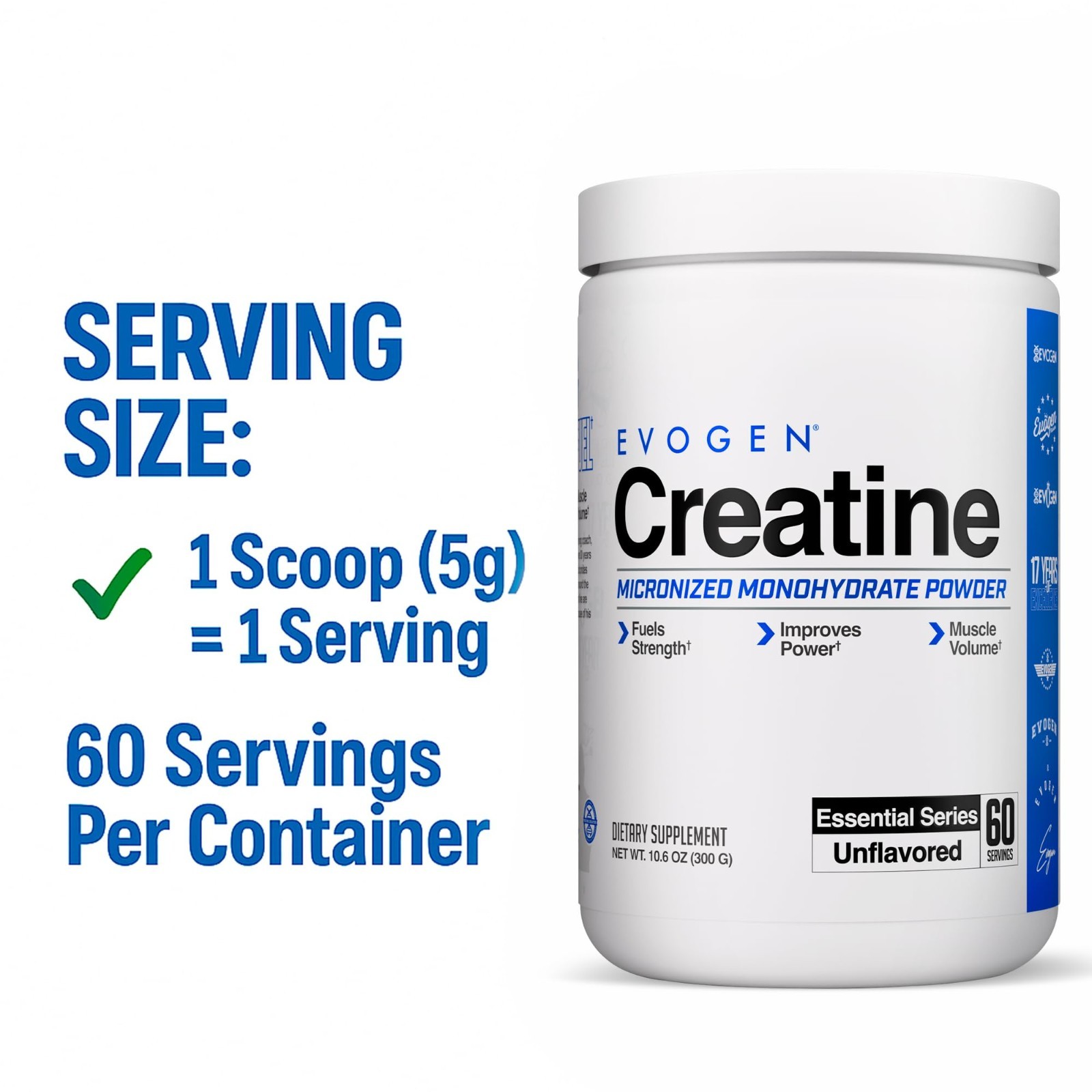 Micronized Creatine Monohydrate Powder | Unflavored | 60 Servings | Strength & R