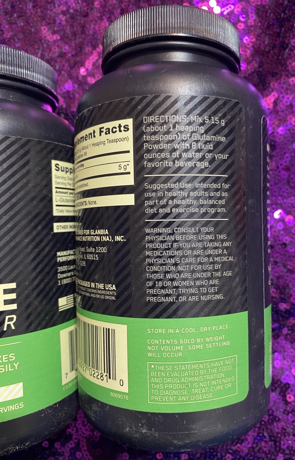 2-Pack Optimum Nutrition Glutamine Powder Unflavored 10.58 oz 300 g 58 Servings