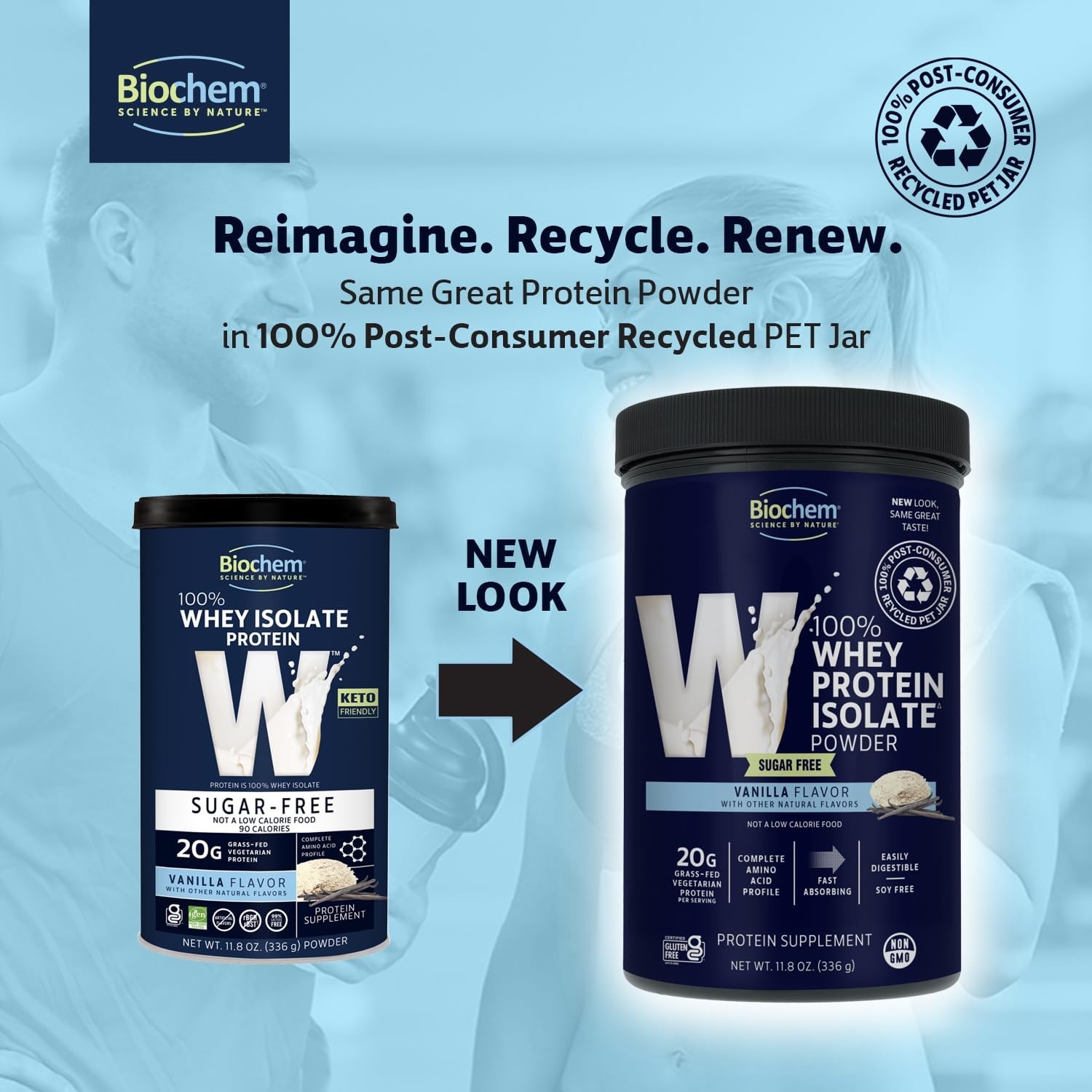Sugar Free Vanilla Whey Protein Powder, 11.8 oz – Low Carb, High Protein Supplem
