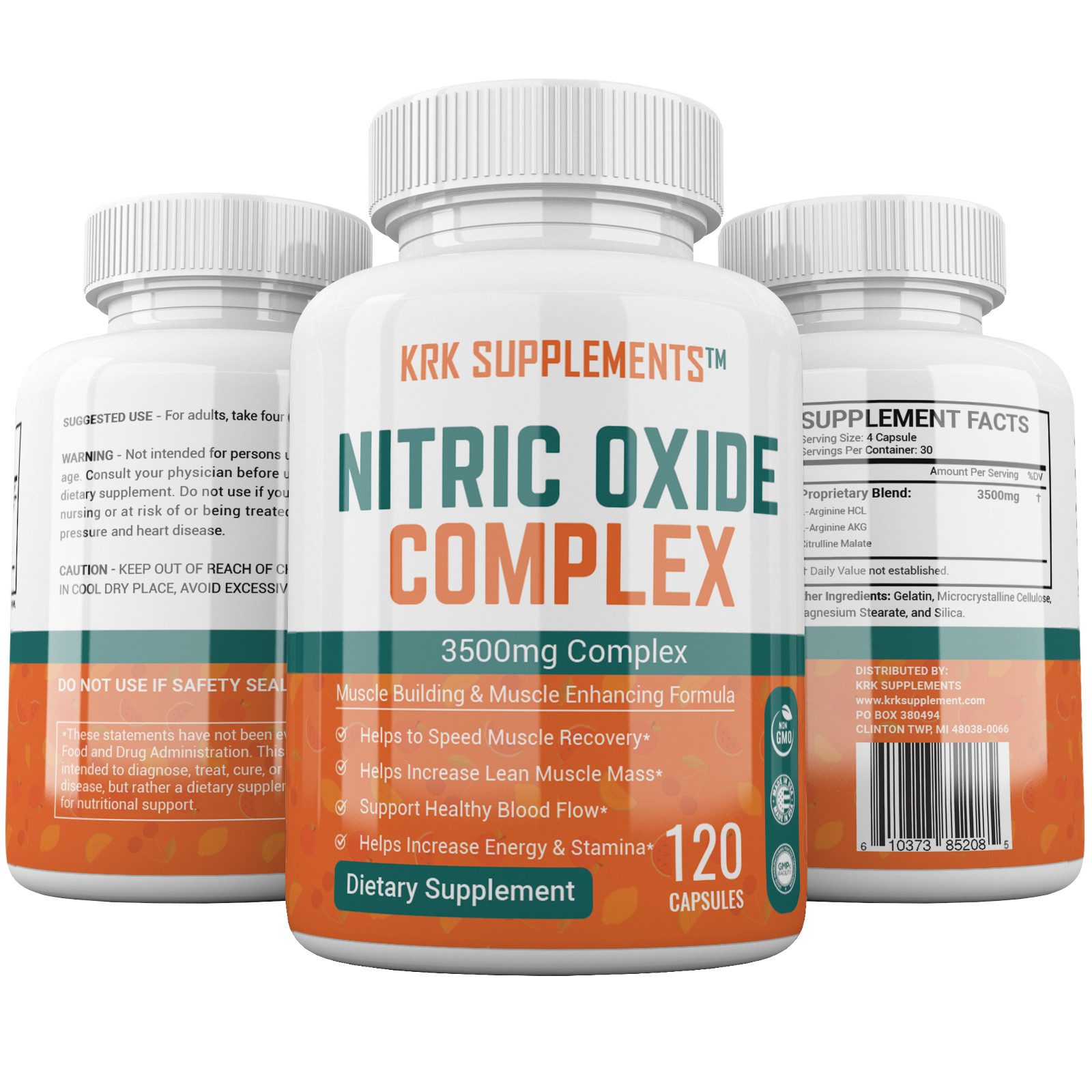 1 pc Nitric Oxide Complex 3500mg L-Arginine AAKG Muscle Pump Growth Pills