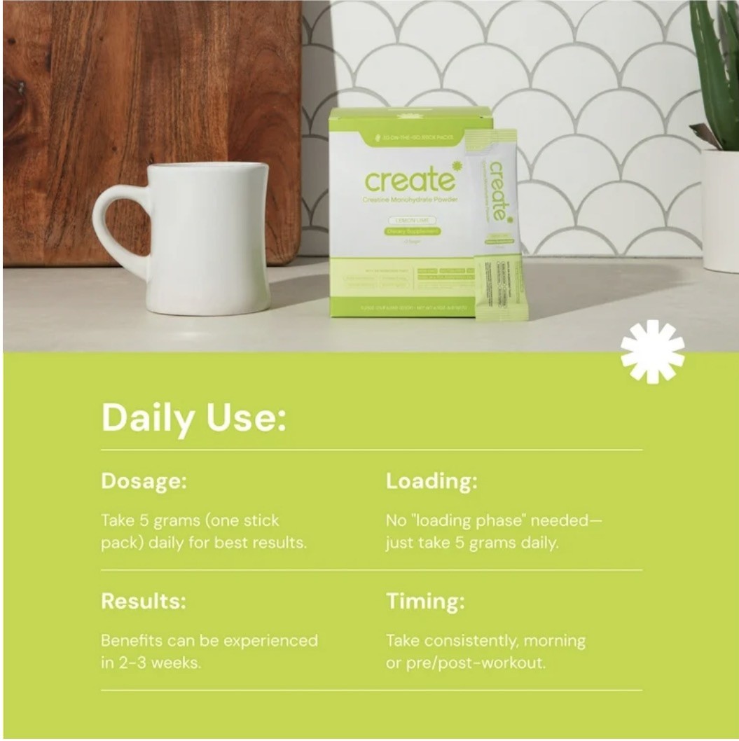Create Creatine Monohydrate Powder Lemon Lime Dietary Supplement 30 sticks – New