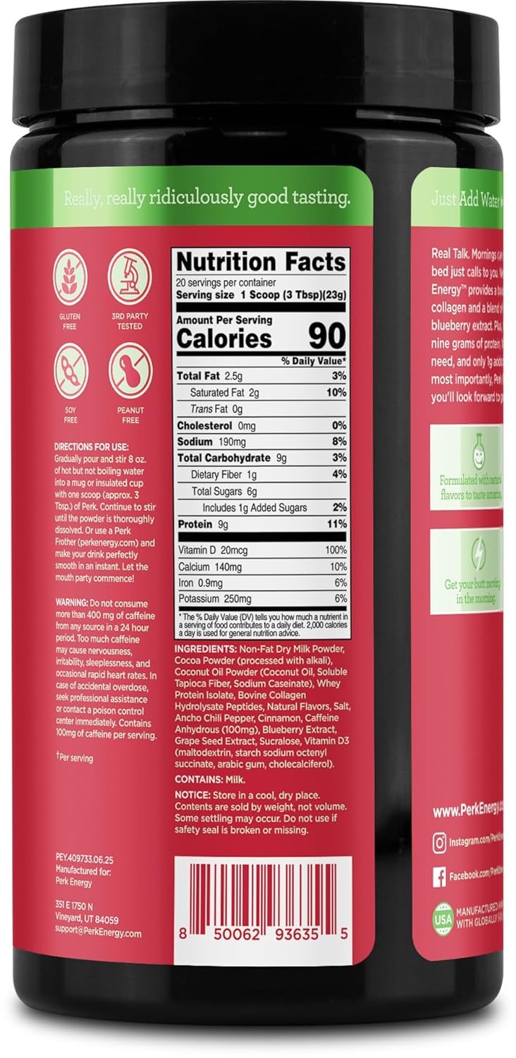 Perk Energy Original Mexican Hot Chocolate 20 Servings – Gluten Free