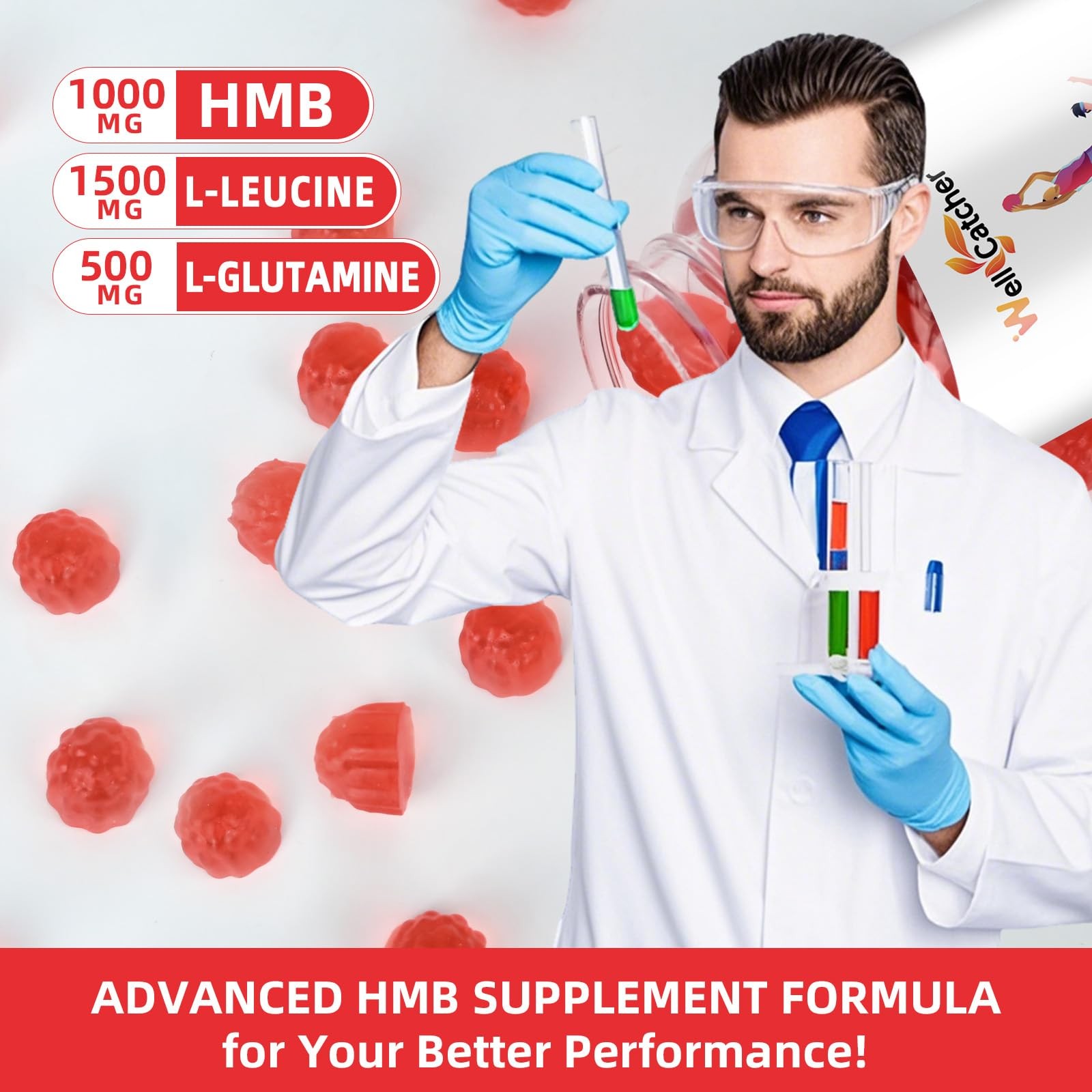 HMB and Leucine Amino Acid Gummies: HMB Supplements for Men Women with L-Glut…