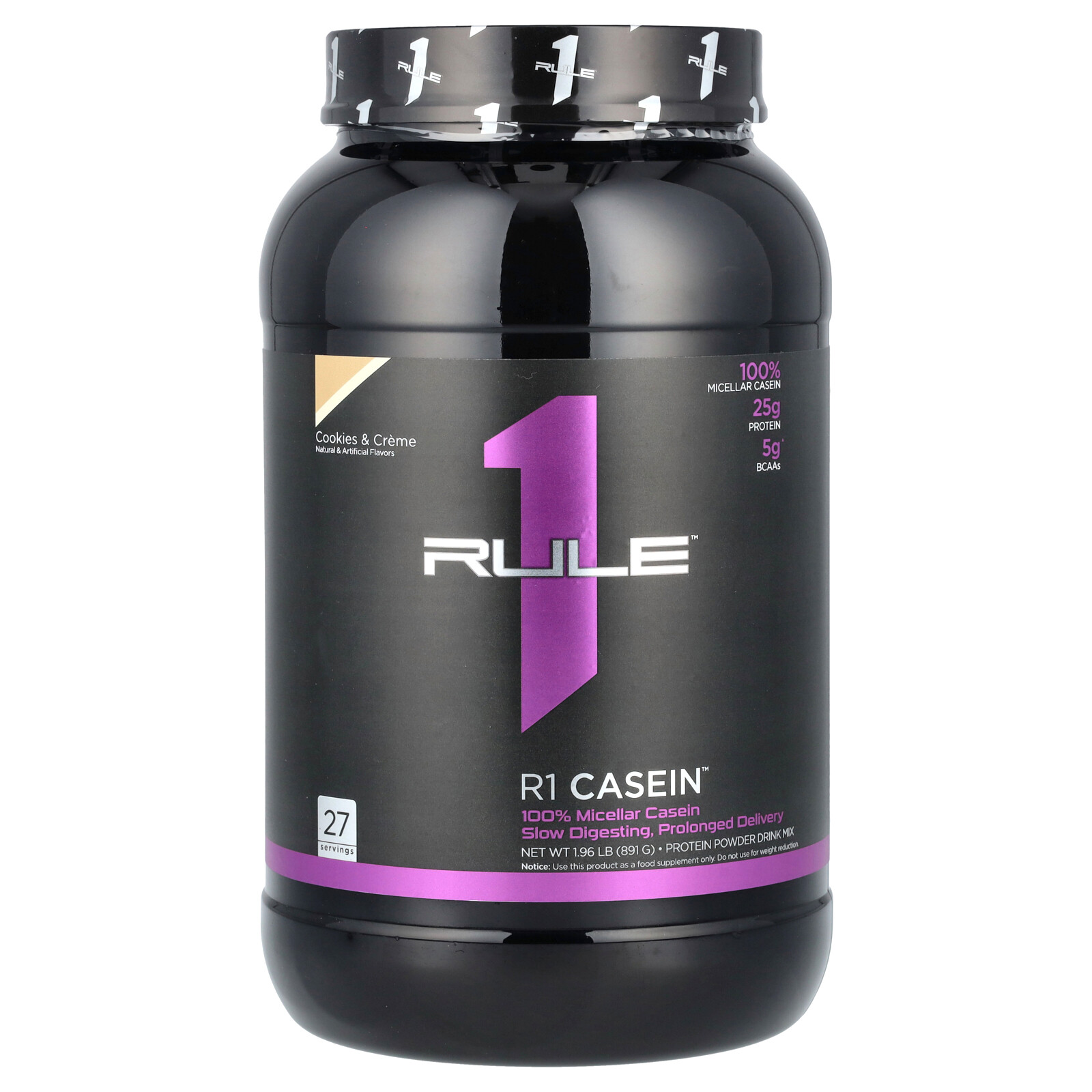 R1 Casein, Protein Powder Drink Mix, Cookies & Creme, 1.96 lb (891 g)