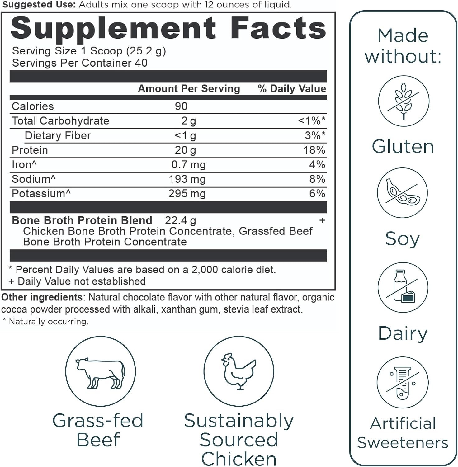Ancient Nutrition Bone Broth Protein Powder 20g Collagen Peptides Keto Paleo 40