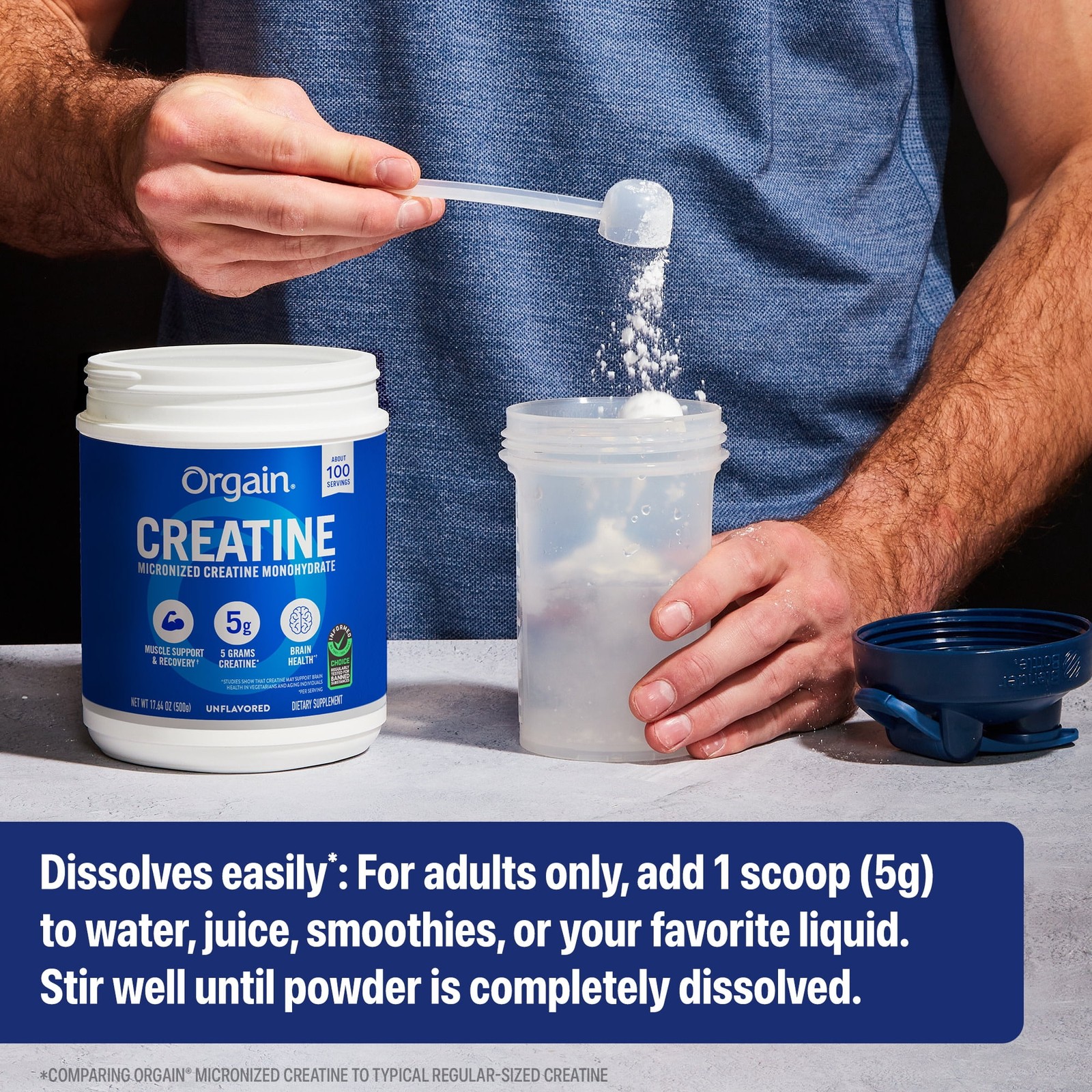 Orgain Micronized Creatine Monohydrate Powder, Unflavored, 100 Servings