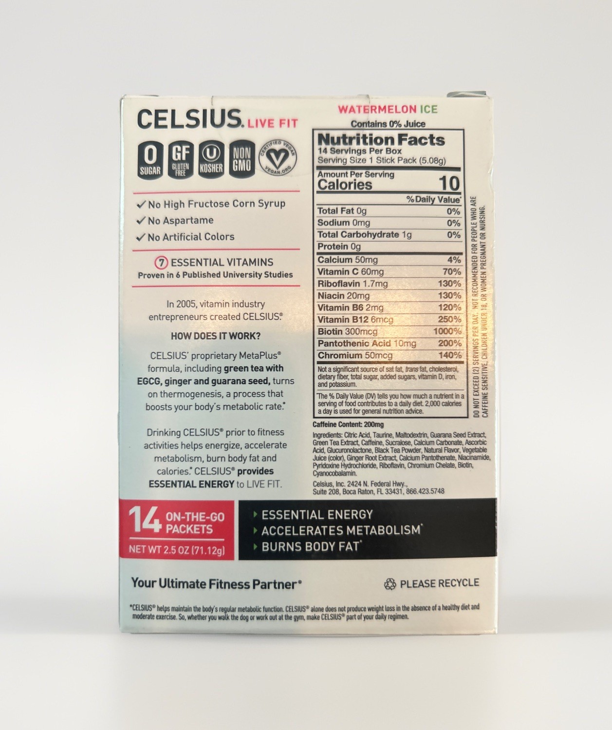 CELSIUS® On-the-Go Powder Sticks Watermelon Ice, Essential Energy 2.5 Oz (14…