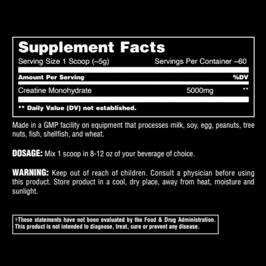 Creatine Monohydrate 300g Unflavored 60 Servings Boost Muscle Strength Endurance