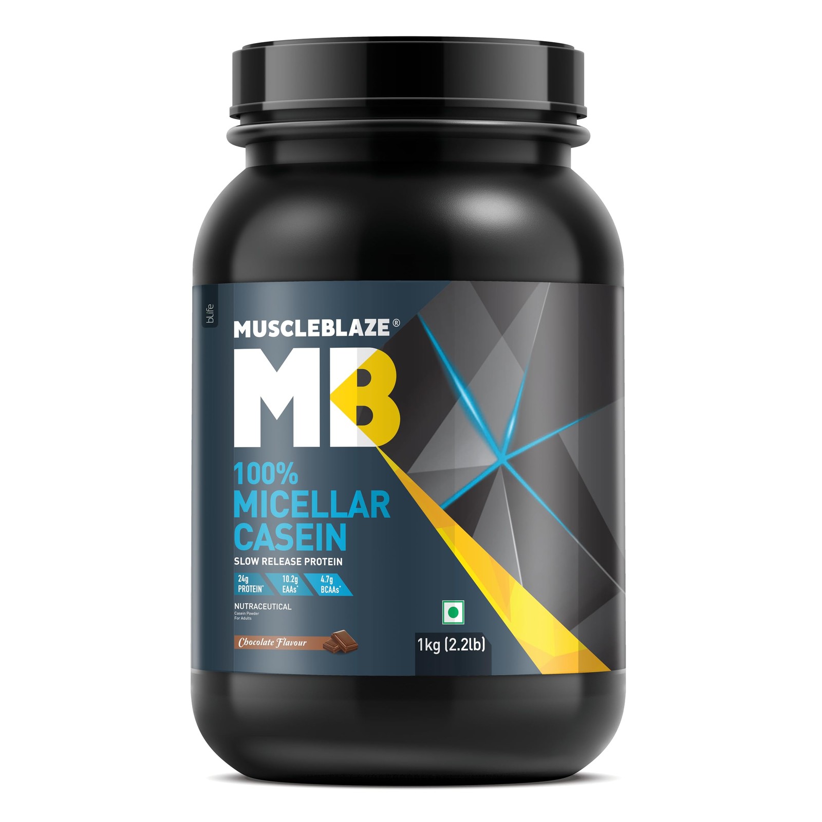 MuscleBlaze 100% Micellar Casein (Chocolate, 1 kg / 2.2 lb)