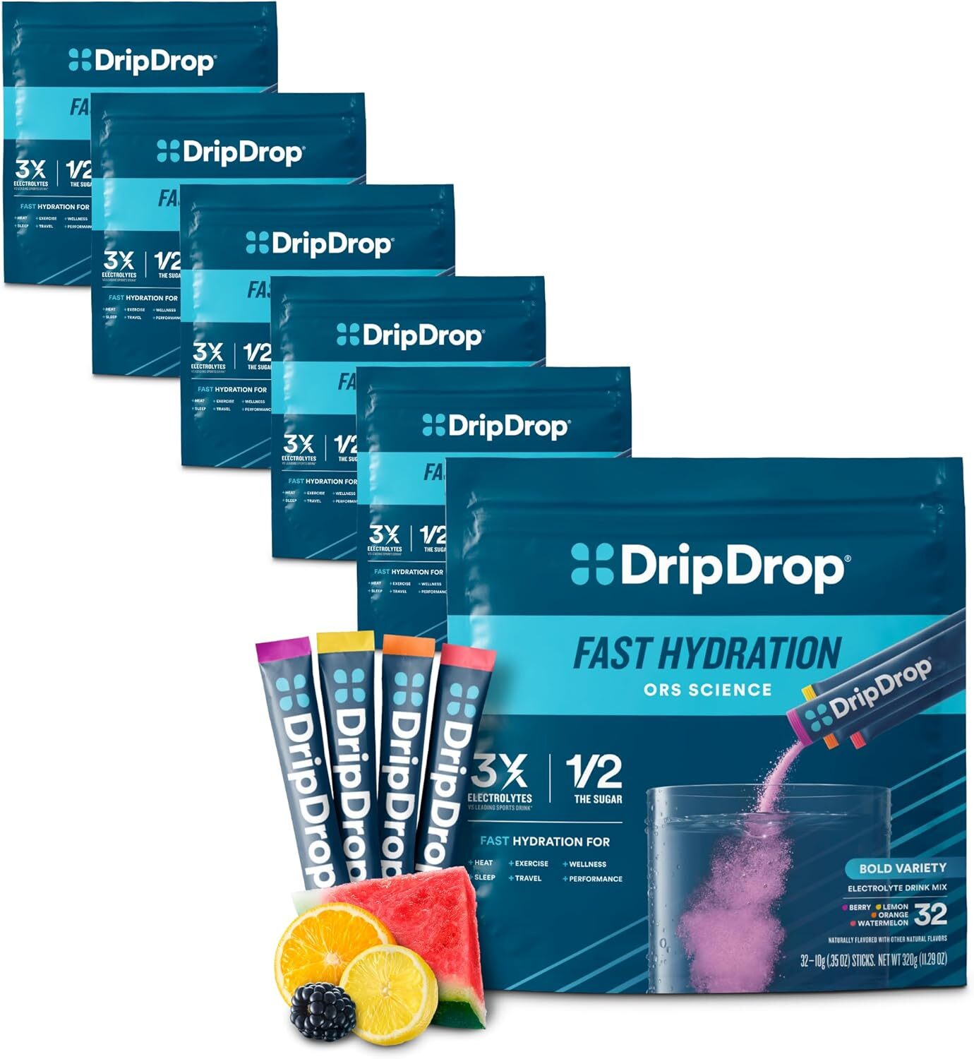 DripDrop Hydration Bold Variety Pack Electrolyte Drink Mix Single Serve 32 Stick